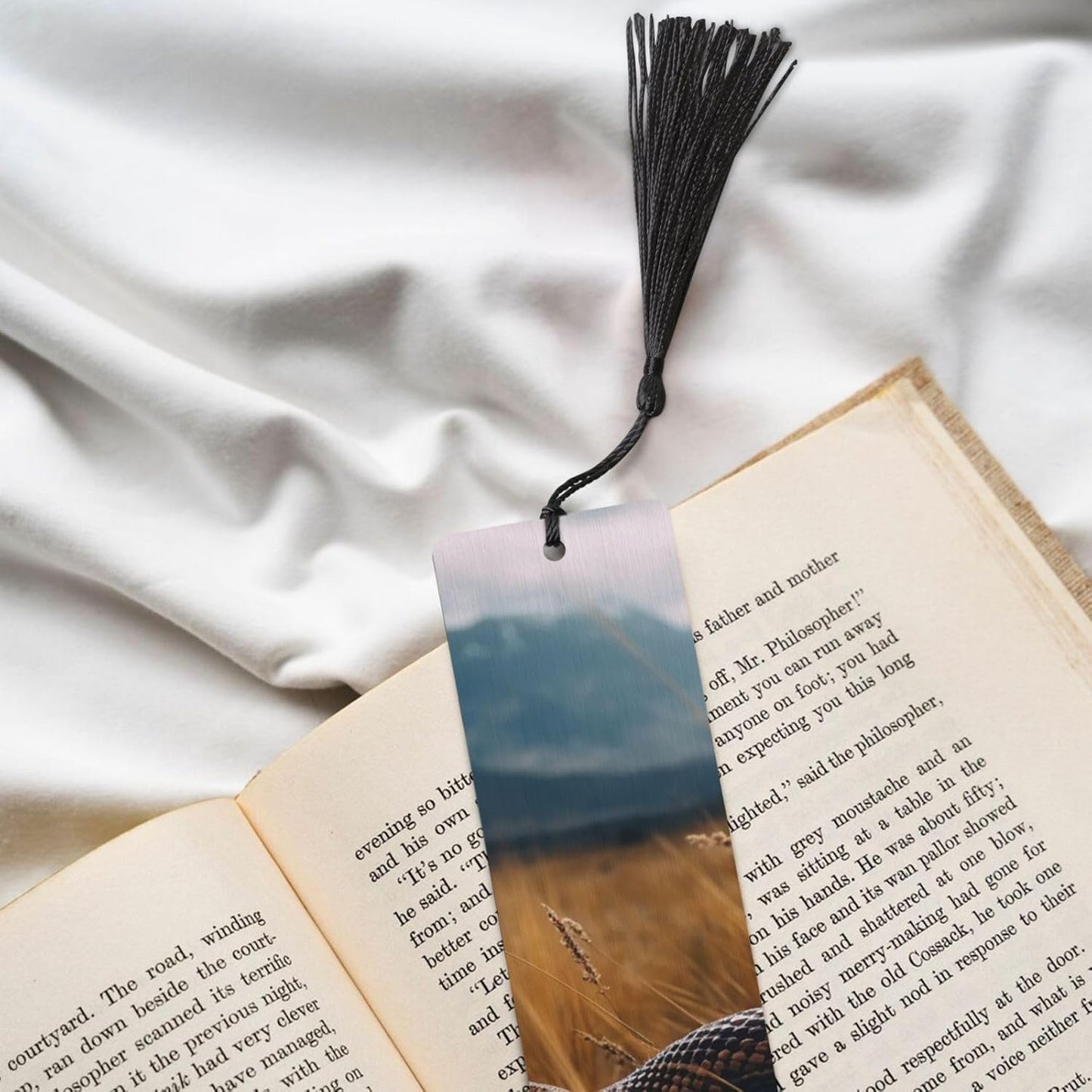 Snake in The Field Bookmarks Gifts for Women Men, Wooden Bookmarks for Book Lovers, Vintage Book Marks Ornaments with Tassel, Unique Personalized Reading Page Markers Black