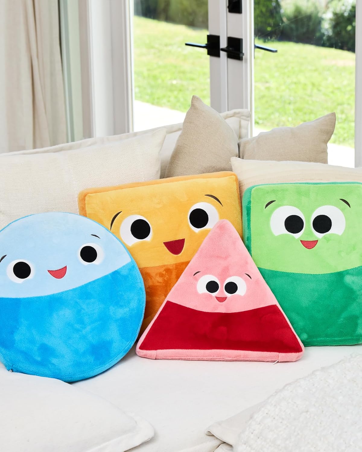 ABCmouse Shapeys Trina Triangle Plush Pillow – Soft Two-Tone Pink Learning Buddy for Kids Ages 3+, Triangle Shape Recognition, Back & Arm Support, Geometry Learning, Reading & Learning Comfort