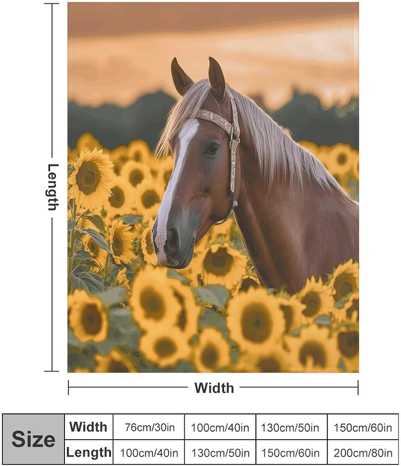 Yellow Sunflower Horse Throw Blanket for Couch Super Soft Warm Lightweight Throw Blankets Cozy Flannel Bed Blanket Cute Decorative Blankets for All Seasons Home Decor Gift 30"*40"（76 * 100cm）