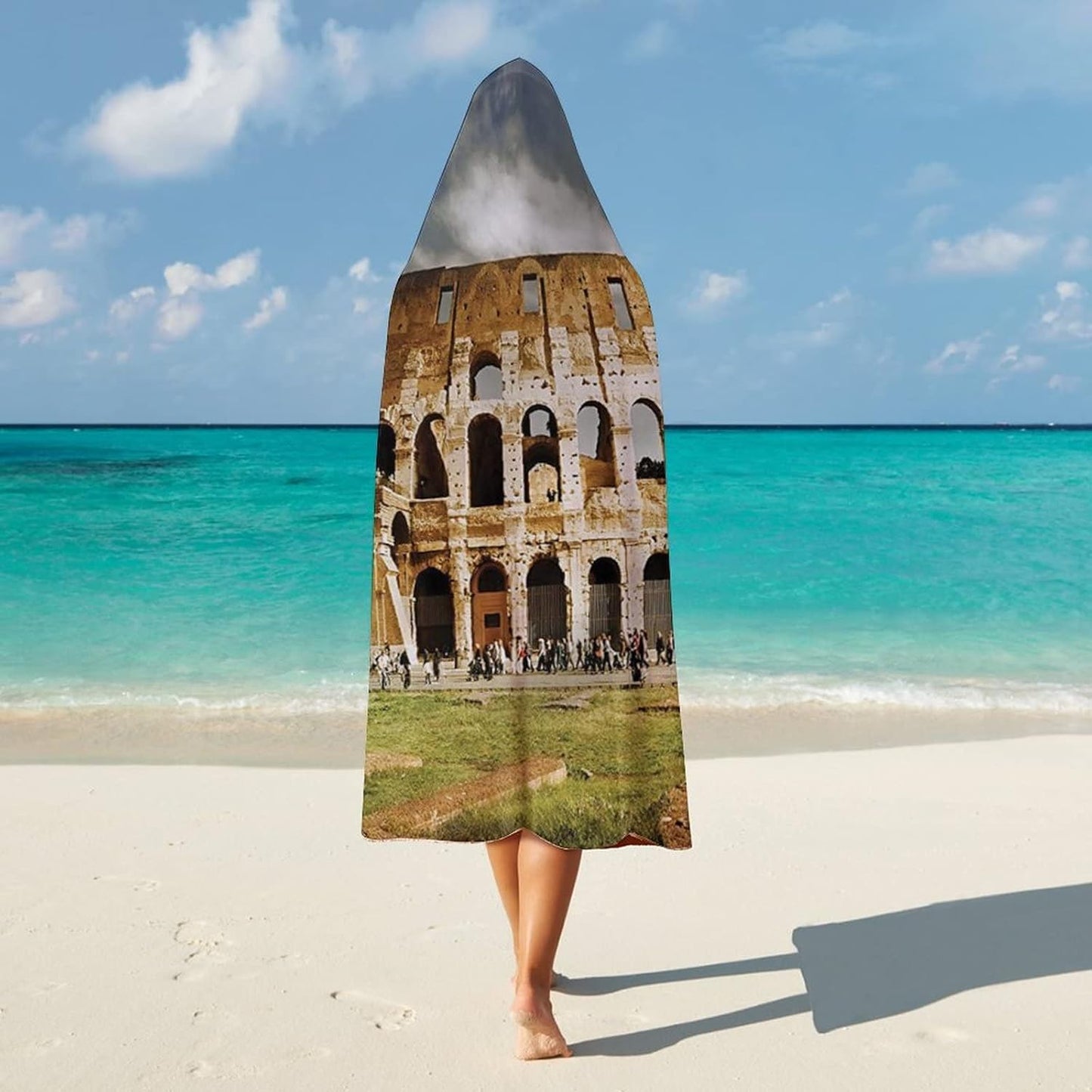 Throw Blankets, The Colosseum Wearable Hooded Blanket for Adults, Monument Ruins, Soft Warm Cozy, 50 x 60inches, Studying Reading Snuggling Napping Office, Multicolor