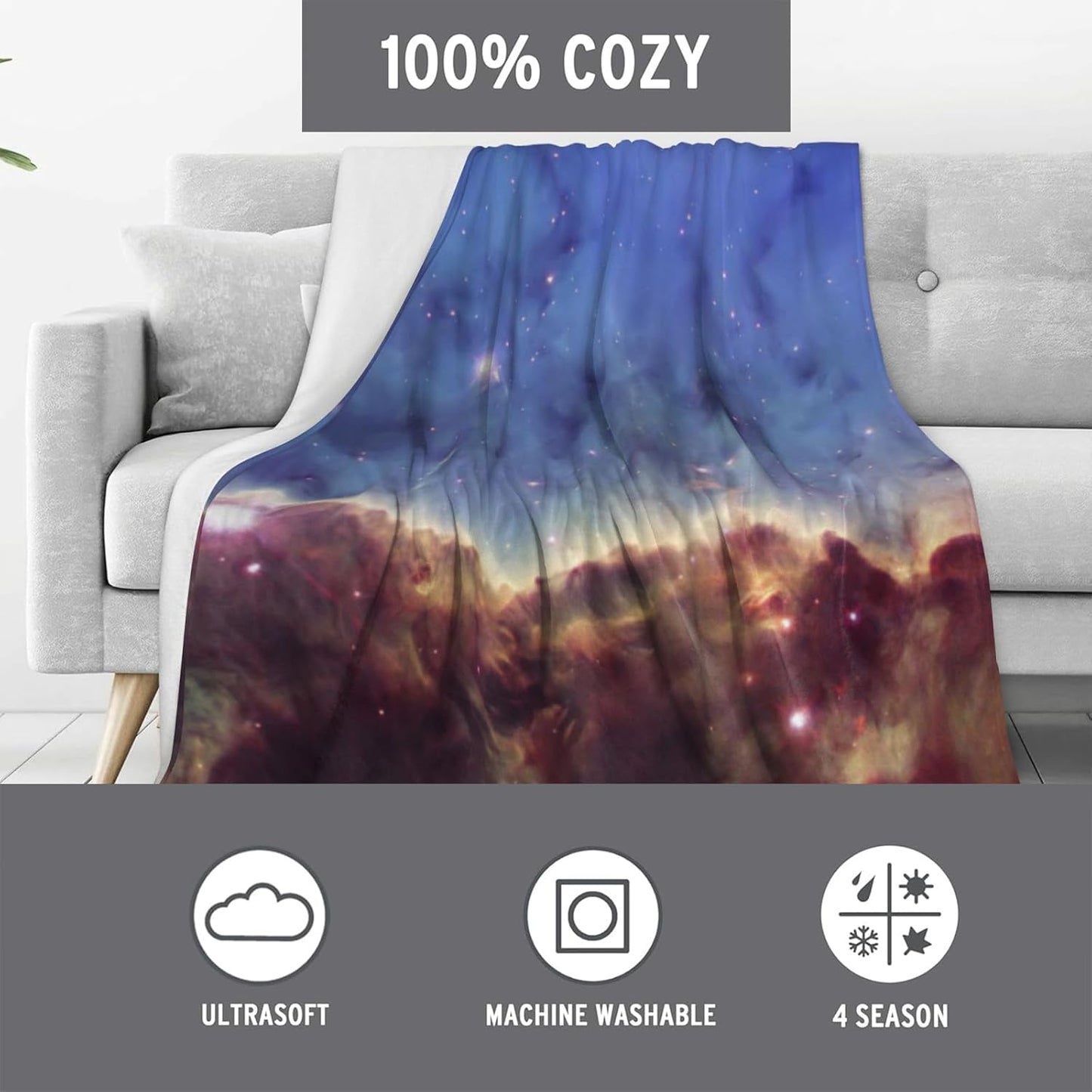 Majestic Fox Blanket - Soft & Lightweight Cozy Flannel Throw Blanket - Plush Warm Blankets for Sofa, Travel, Bedroom, Office, Home Decor - Ideal Gifts for Adults Kids Women Men 60"×50"