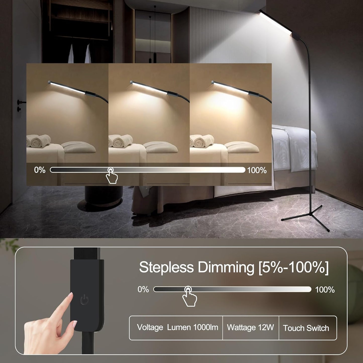 Floor Lamp with Remote, Bright Led Lash lamp for Eyelash Extensions, Dimmable Brightness and 4 Colors Standing Lamp for Beauty, Adjustable Height for Makeup Light lash Bed