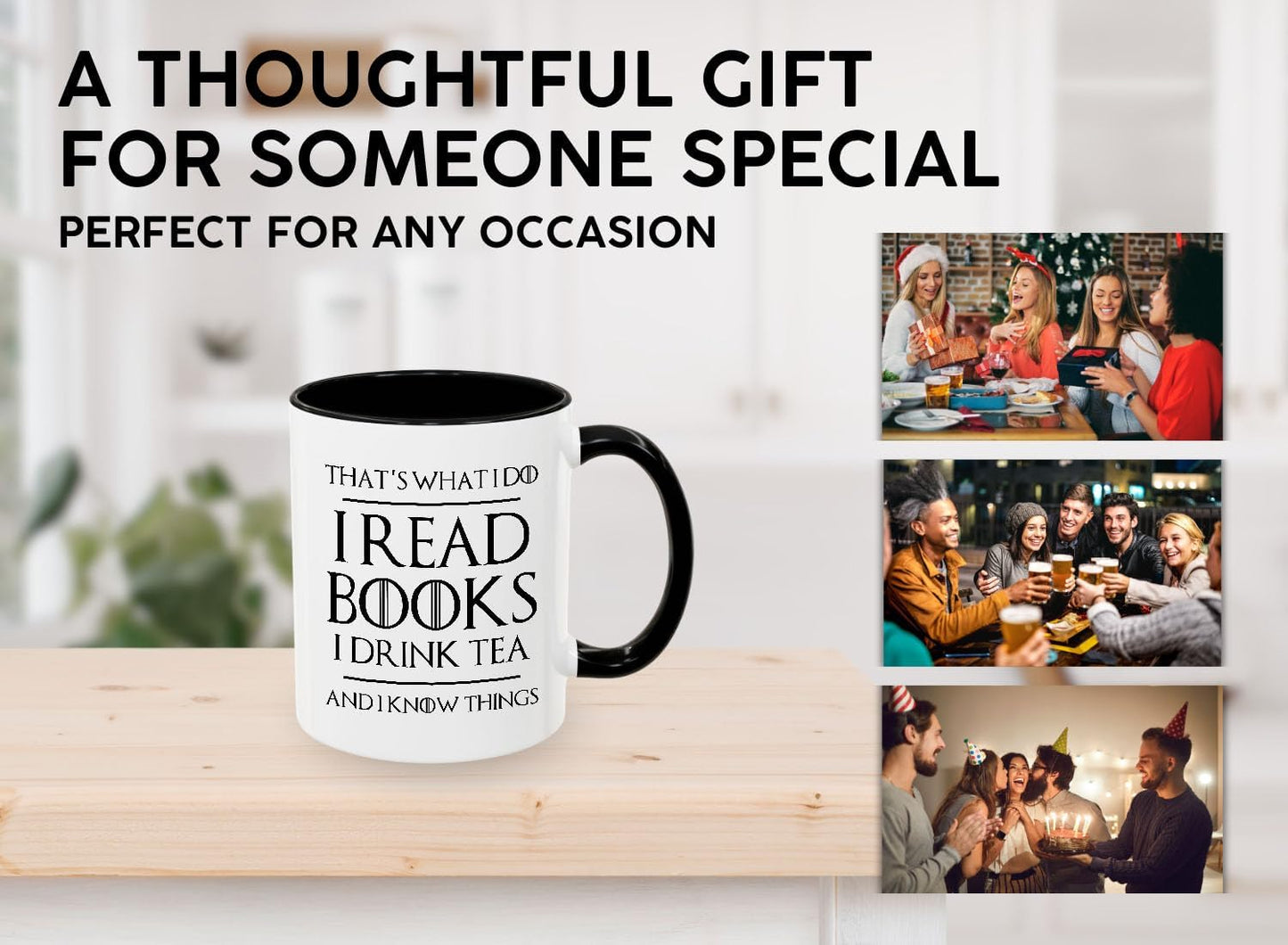 Book Lover Two Tone Black Coffee Mug 11Oz - Read Books Drink Tea - Reading Reader Tea Lover I Know Things Book Addict Book Lover Bookish Novelist Librarian Writer