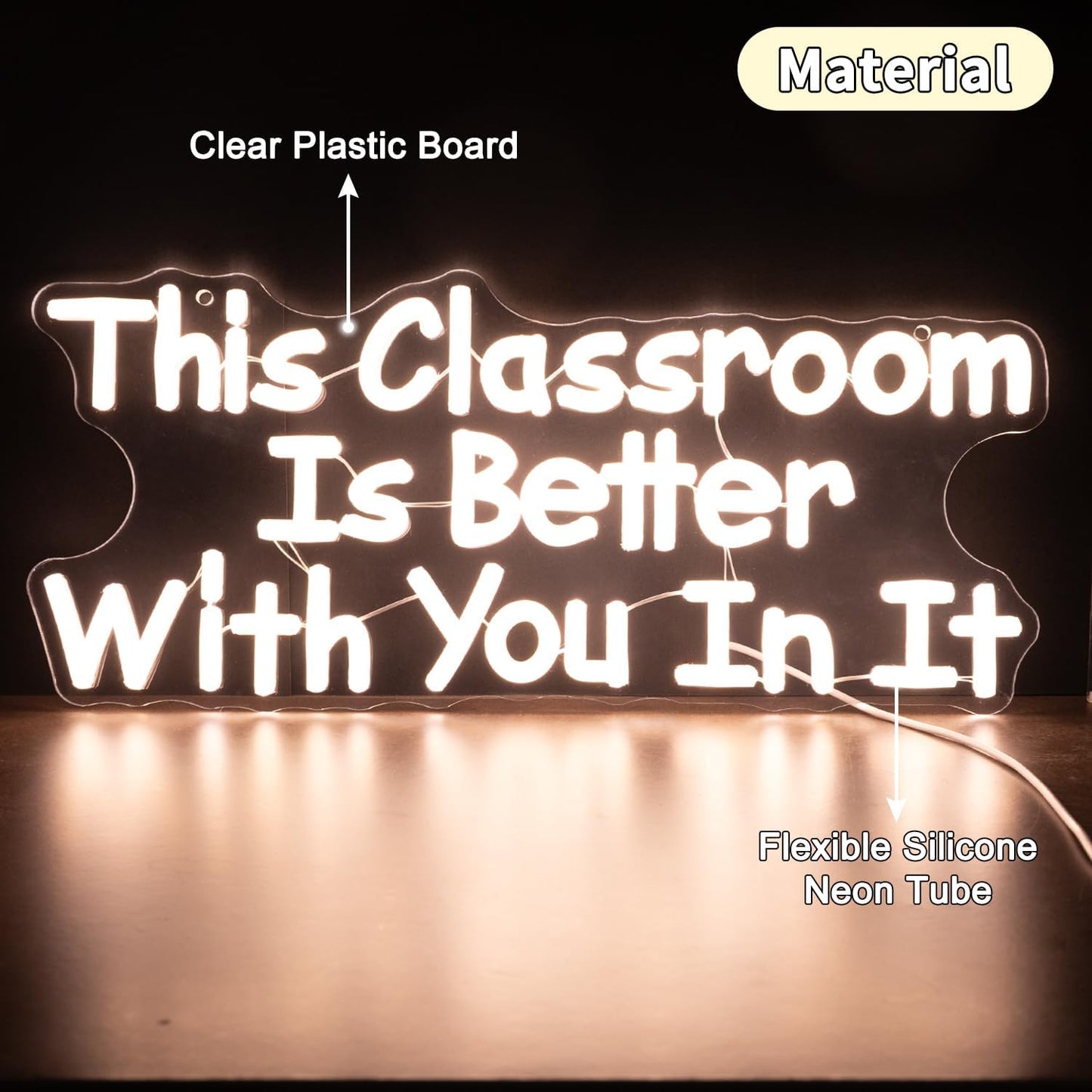 This Classroom Is Better With You In It Neon Signs, Dimmable Neon Light Library for Wall Decor Motivational Book Classroom LED Signs, Reading Corner Decor 16.14 x 7.09 Inch