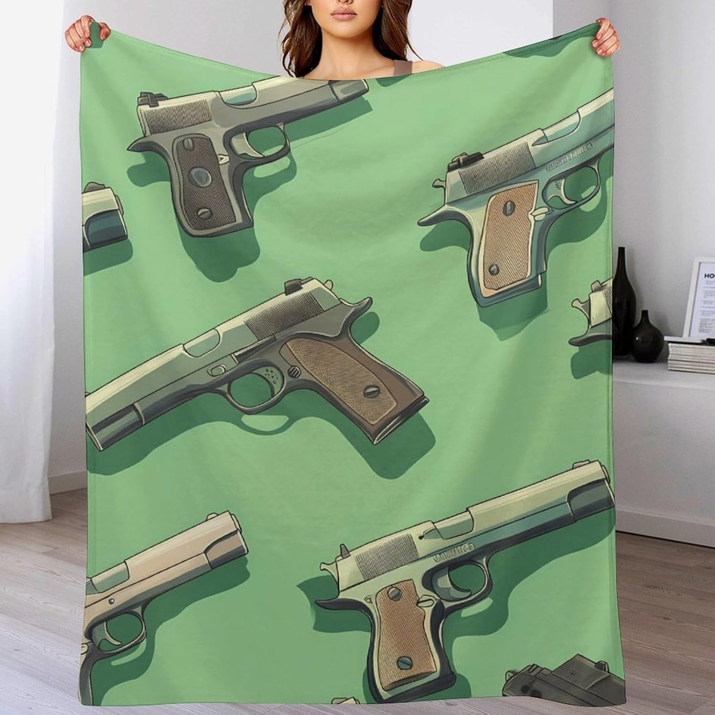 Guns Print Throw Blanket for Couch Bed Plush Cozy Fuzzy Flannel Blanket for All Season 40"x50"