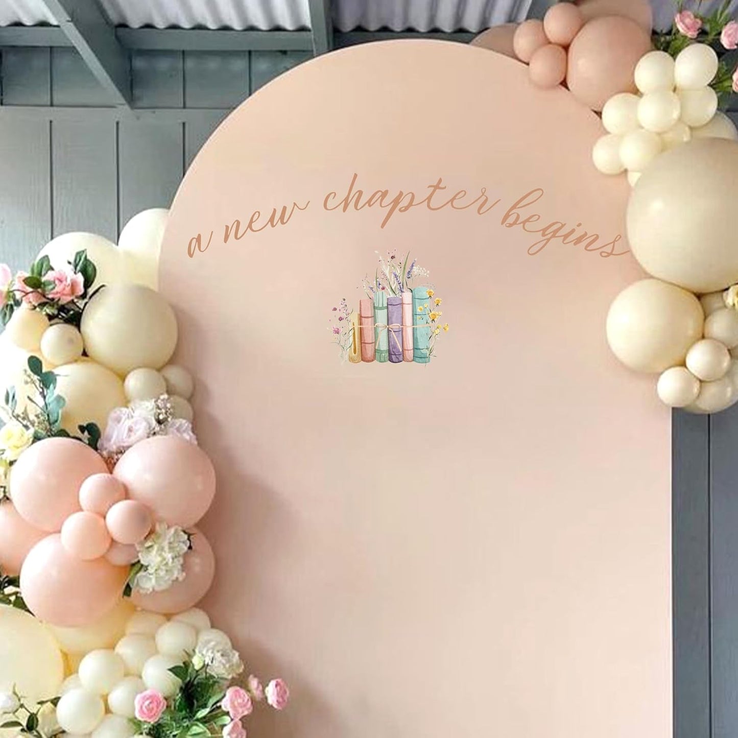 A New Chapter Begins Wall Decal - Storybooks Baby Shower Sticker, Wedding, Graduation Sign, Retirement, House Warming, Job Change Party Decorations Supplies