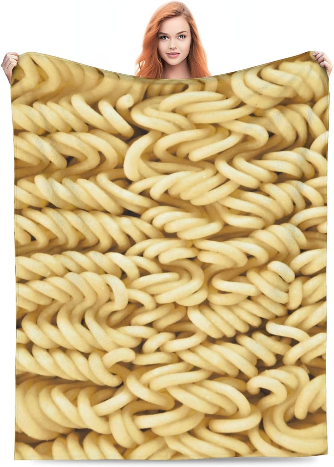 Instant Noodles Blanket, Novelty Instant Noodles Throw Blanket Gift Soft Cozy Flannel Fleece Blanket for Couch Beds Office Bedroom (80"x60")