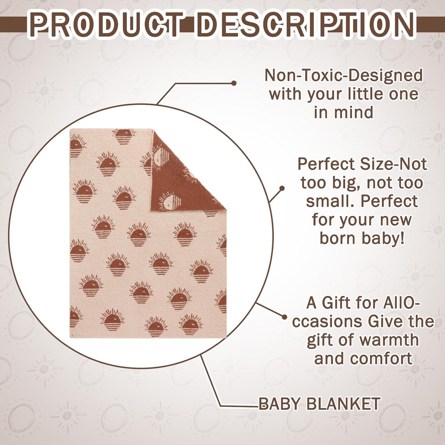Beige Brown Sun Blanket Fuzzy Throw Blanket Cute Cozy Lightweight Throw for Bed Sofa Couch Chair Soft Home Decorations for Nursery Crib, Girls, 30 x 40 Inch