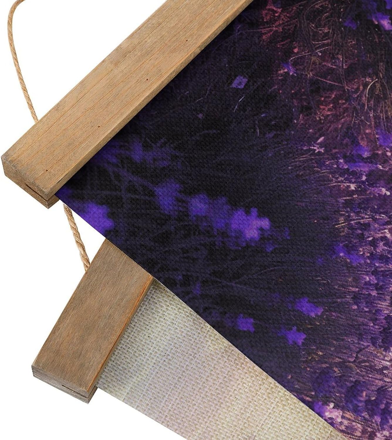 Vintage Purple Lavender Poster with Wooden Frame Personalized Linen Hanging Scroll Painting Rustic Wall Hanging Illustrative Modern Artwork Decor for Home Living Room Bedroom Office