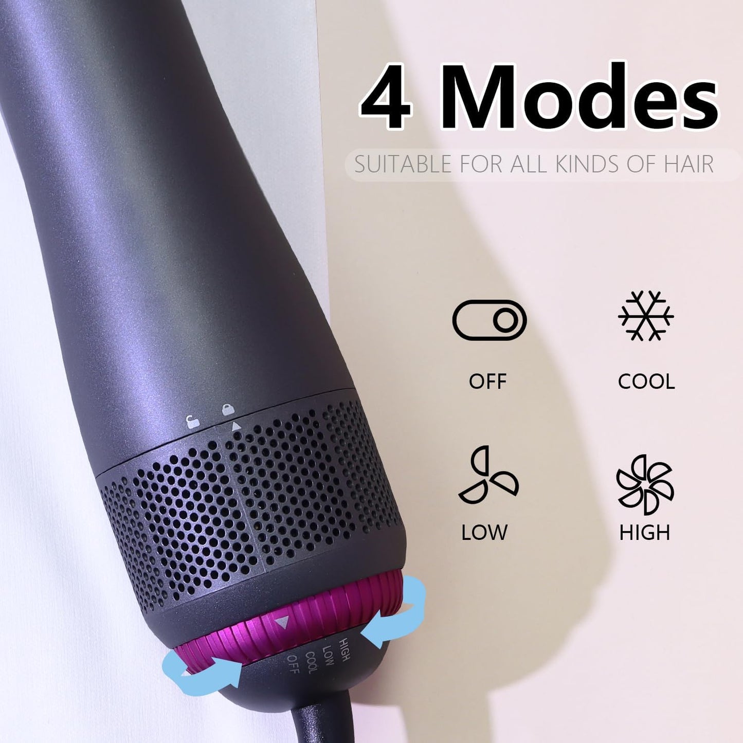 Hair Blow Dryer Brush 4-in-1, Blowout Brush, Multi Hair Styler Negative Ion Detachable Hair Dryer with Diffuser, Hot Air Brush, with Comb Brush for Women, Salon, Household