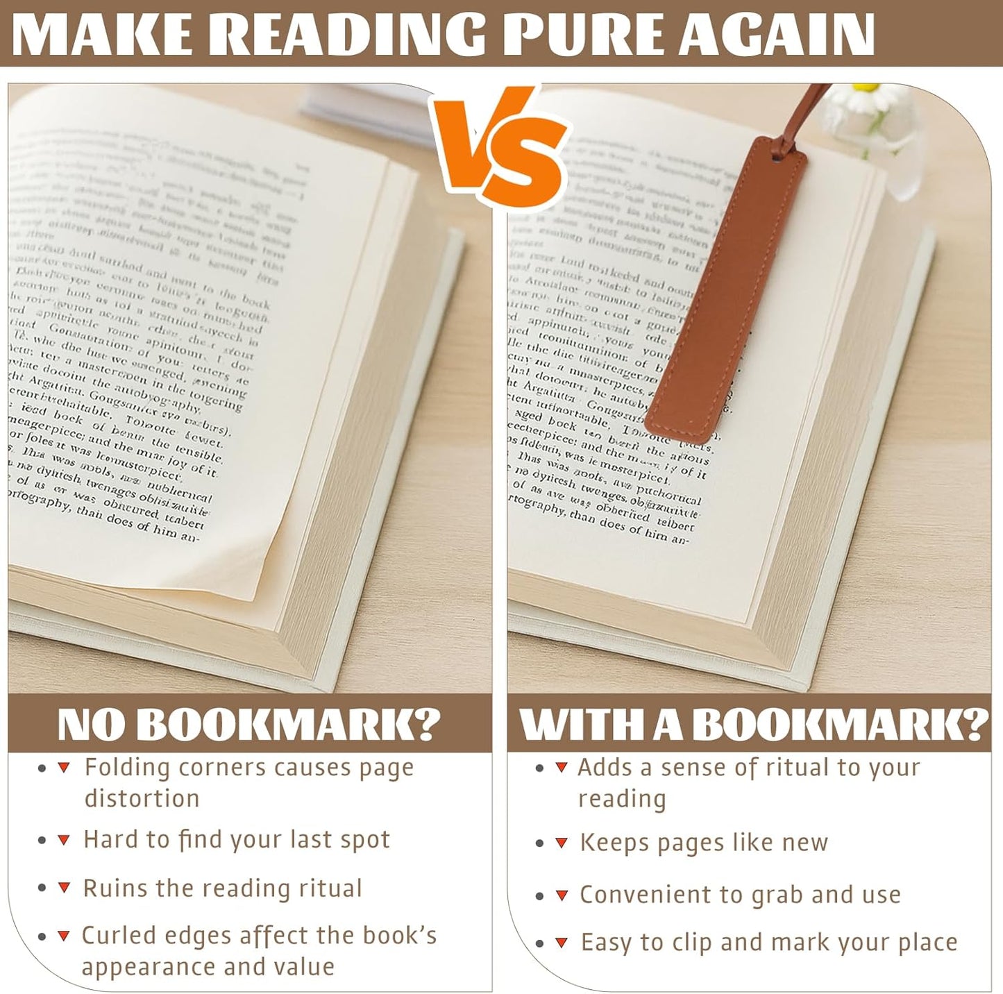 4-Pack Vintage Leather Bookmarks with Stitched Edges & Rope – Classic Page Markers for Men & Women, Great Reading Gifts for Book Lovers