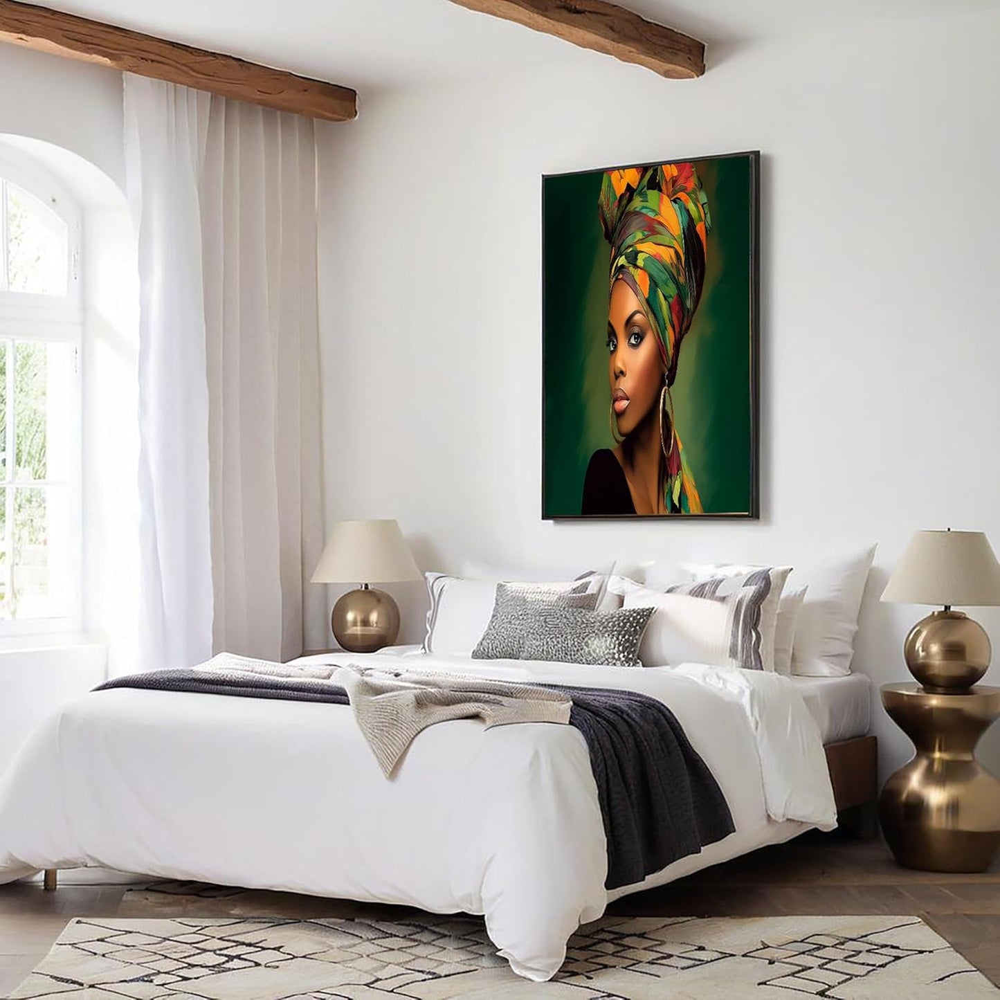 GDJSMIN Colorful Portraits Wall Art, Beautiful Black Women Poster for Reading Room Living Room Decor 12x 16 inch Unframed