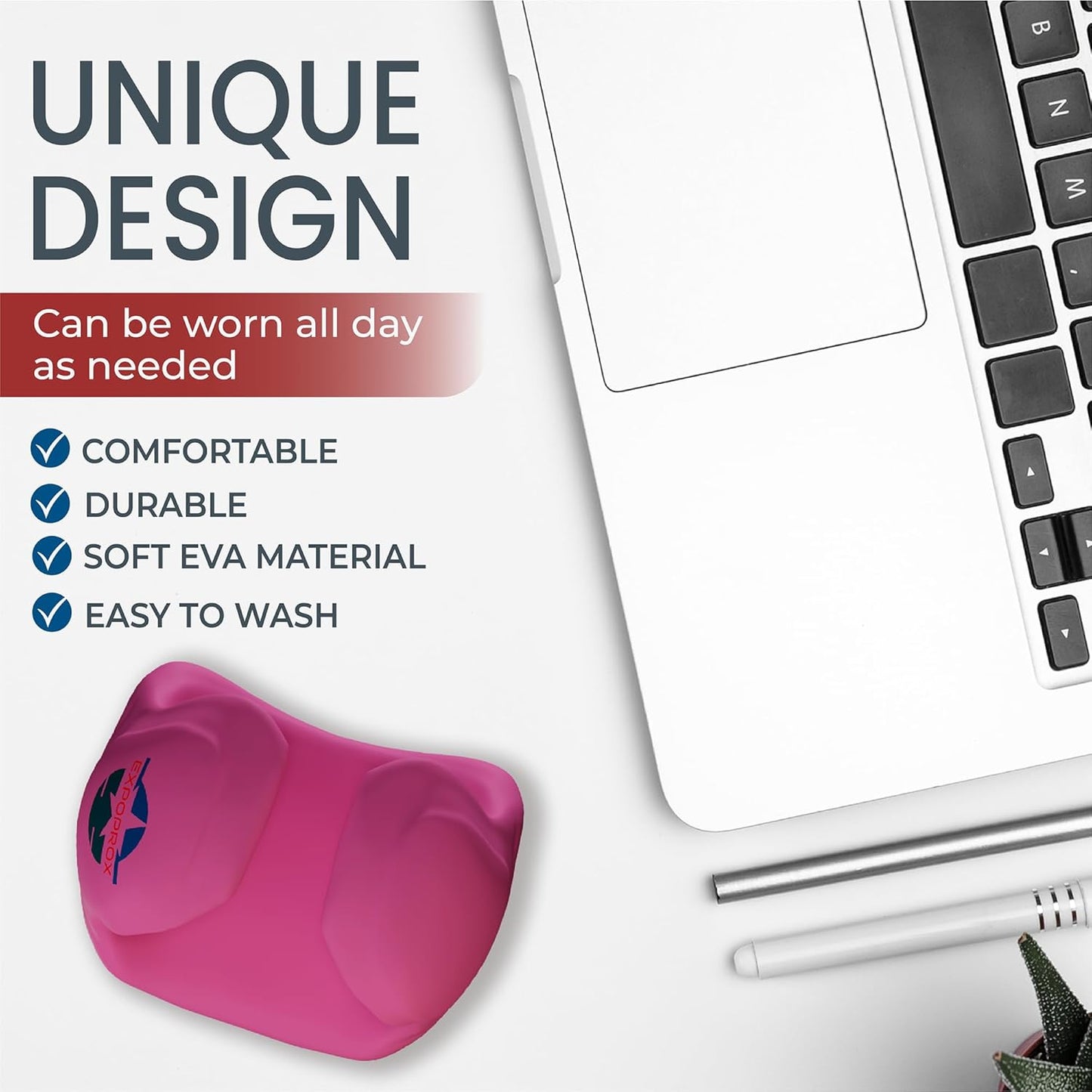Wearable Gaming Wrist Rest for Keyboard, Mouse pad, Laptop, and PC Work or Gamer Support. (Pink, S-M)