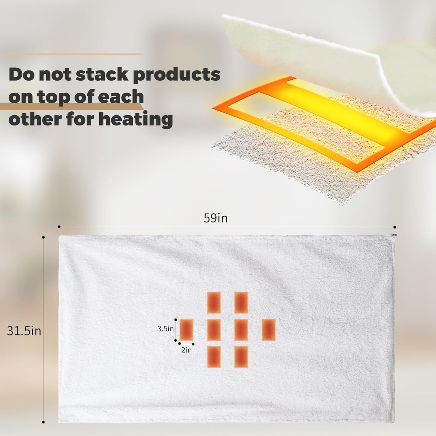 USB Heated Blanket for Keeping Warm, Cordless Wearable Throw with 3 Heat Levels, Battery Operated(No Power Bank Included) Shawl for Outdoor Use(Milk)