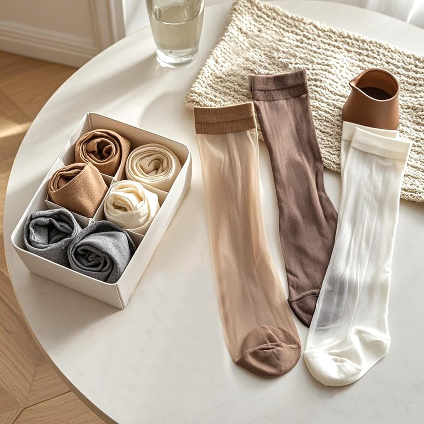 20 Pairs Knee High Stockings Pantyhose with Reinforced Nylon Toe Sheer Knee High Stocks for Women 5 Colors