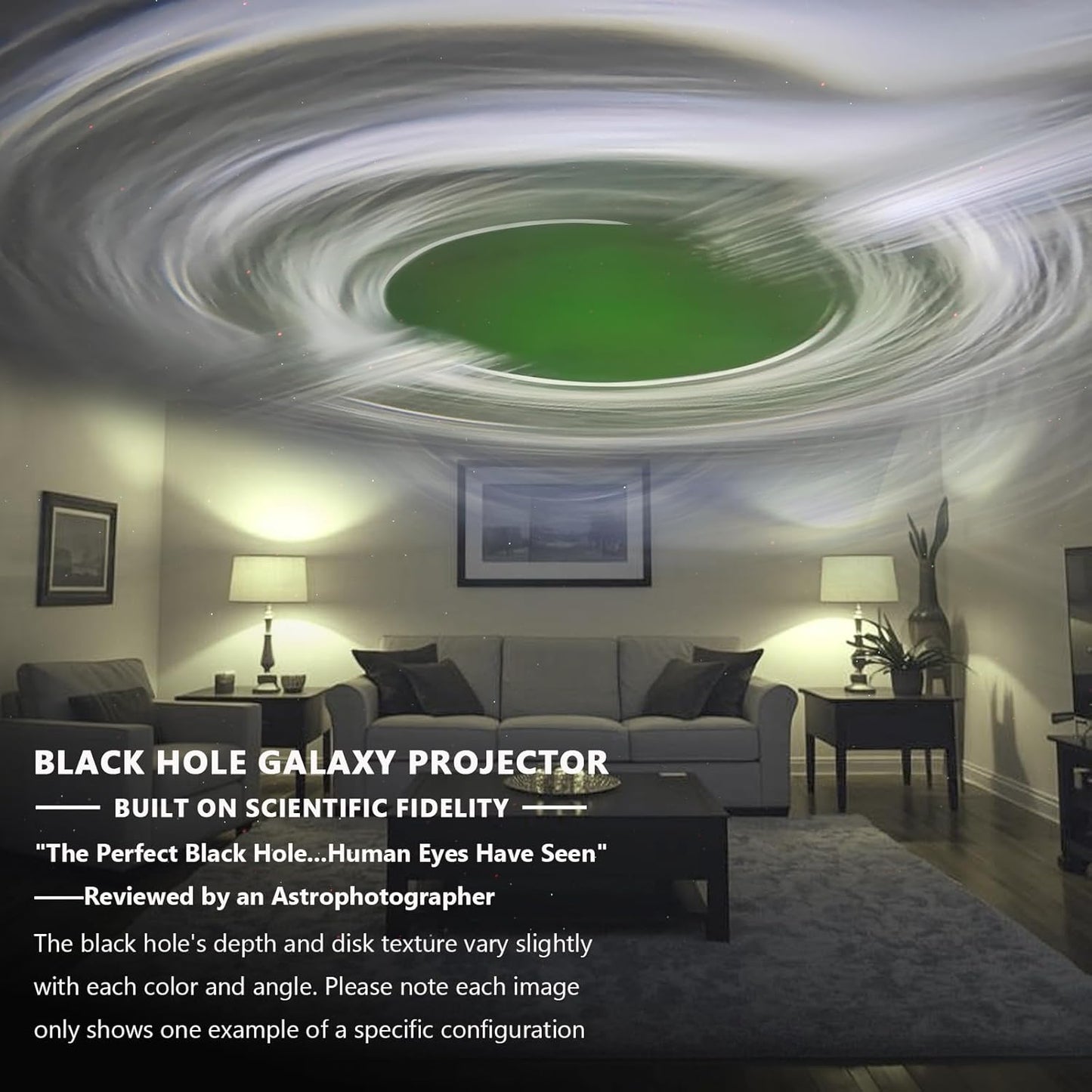 Black Hole Projector Scientifically Sculpted by Led Light, Interstellar Galaxy Star Projector with Cosmic Eye Night Light Lamp for Bedroom Decor, Science Education, and Astronomy Art Gifts