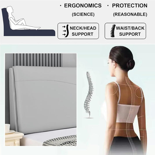 AMNOOL Faux Leather Upholstered Wall Mounted Headboard Cushion Headboard Pillowboard Bed Rest Lumbar Support Backrest Removable Cover for Daybed Dorm Bedroom, Gray
