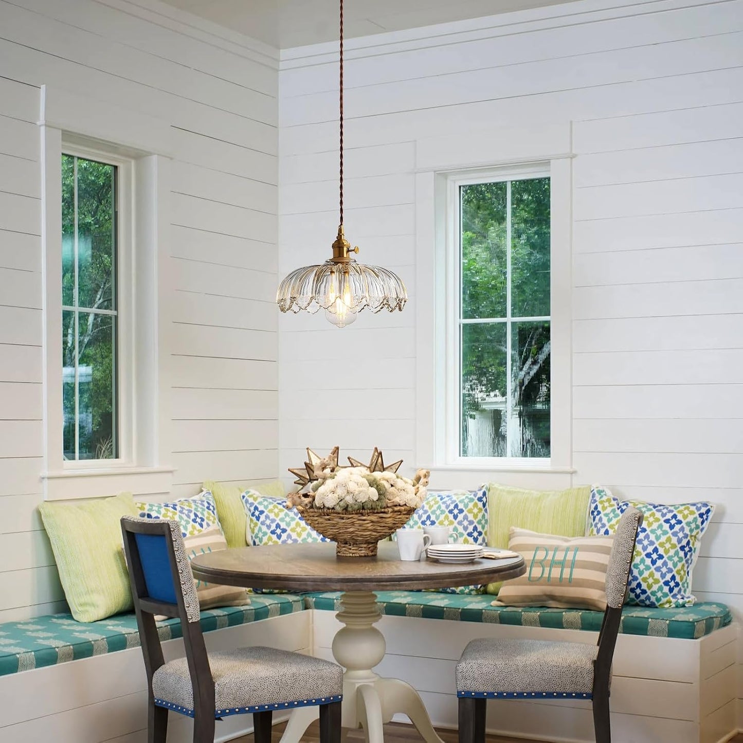 Plug in Pendant Light Hanging Lamp: Kitchen Pendant Lighting Clear Glass Pendant Light, Pendant Lights for Kitchen Island, Bedroom, Dining Room, Living Room, E26 No Bulb