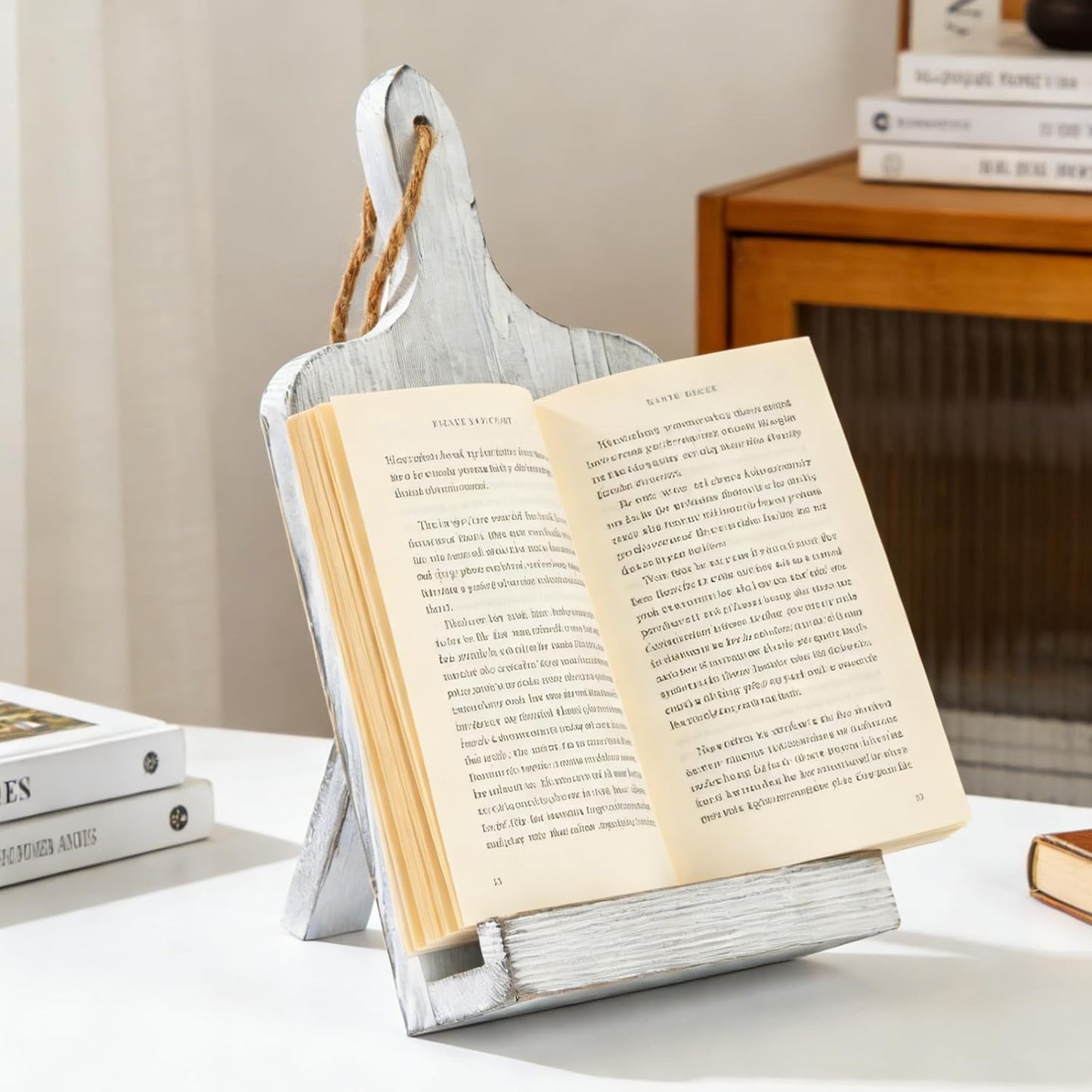 Cook Book Stand Farmhouse Decor Kitchen Recipe Book Holder for Kitchen Counter Keeps Cookbooks Open, Fits iPad Adjustable Tablet Kitchen Book Stand Book Holder Stand Gray