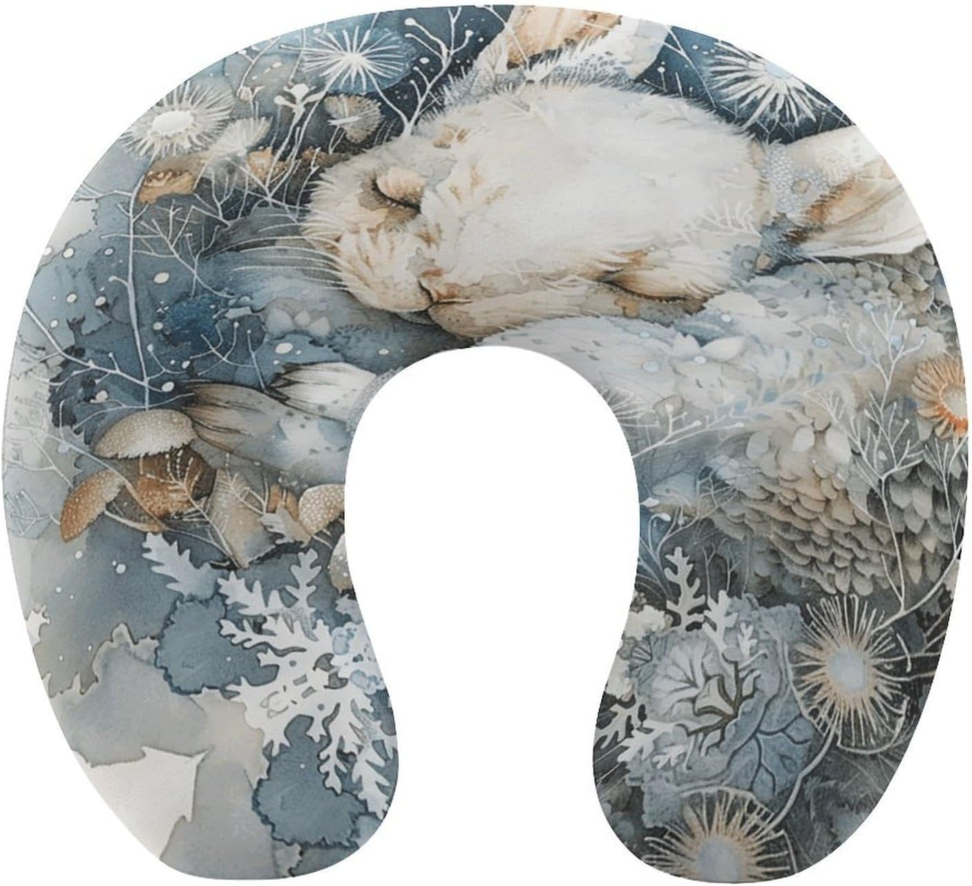 A Sleeping Rabbit Neck Pillow Memory Foam U Shaped Pillows Portable Pillows for Shoulder Travel Head Support Pillow with Concealed Zipper for Airplane Car Home Office