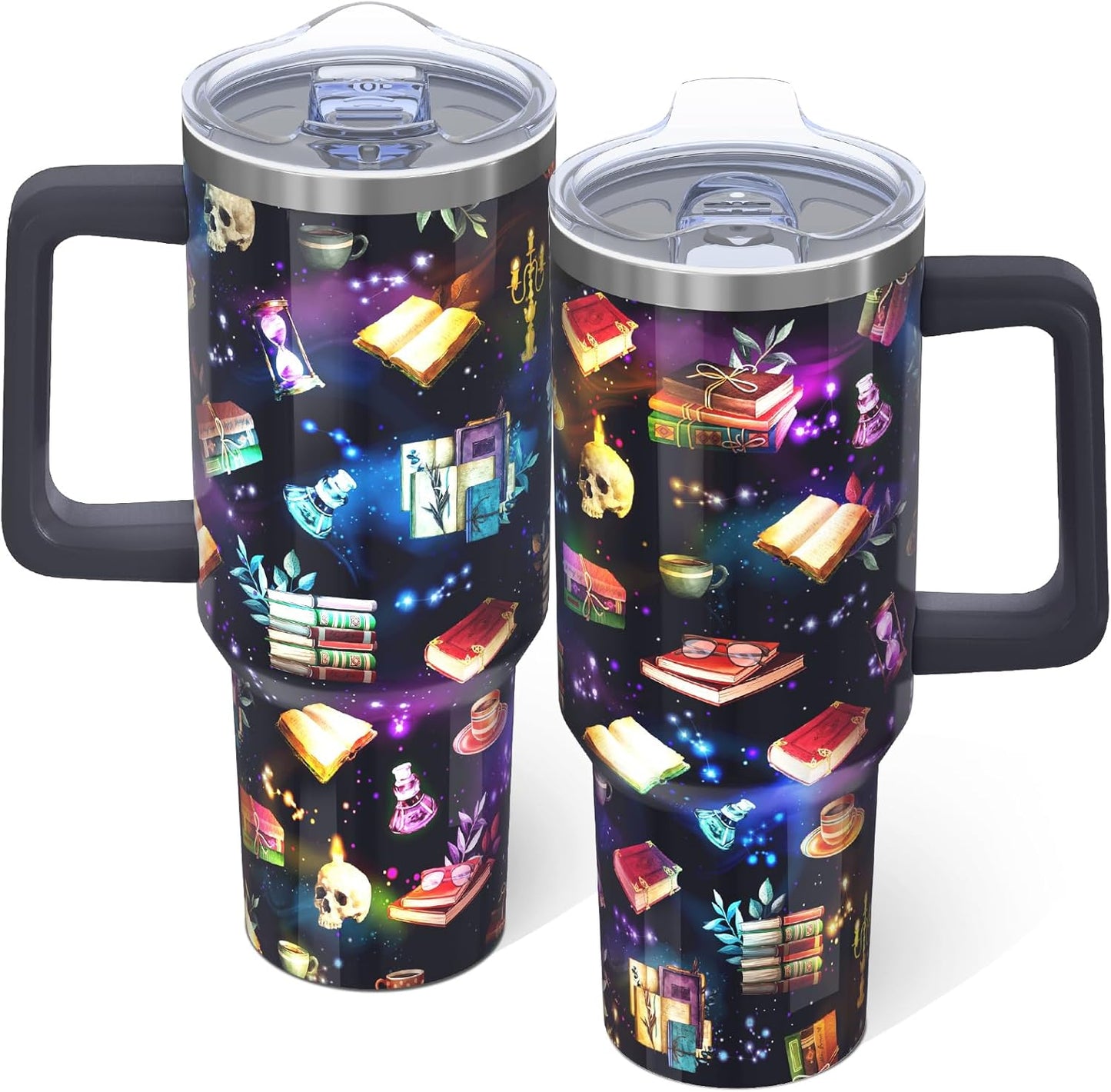 40oz Book Lover Tumbler With handle, Stainless Steel Leak Proof Travel Coffee Mug Cup Water Bottle Tumbler With Lid and Straw, Book Lovers Gifts for Men Women Birthday Christmas