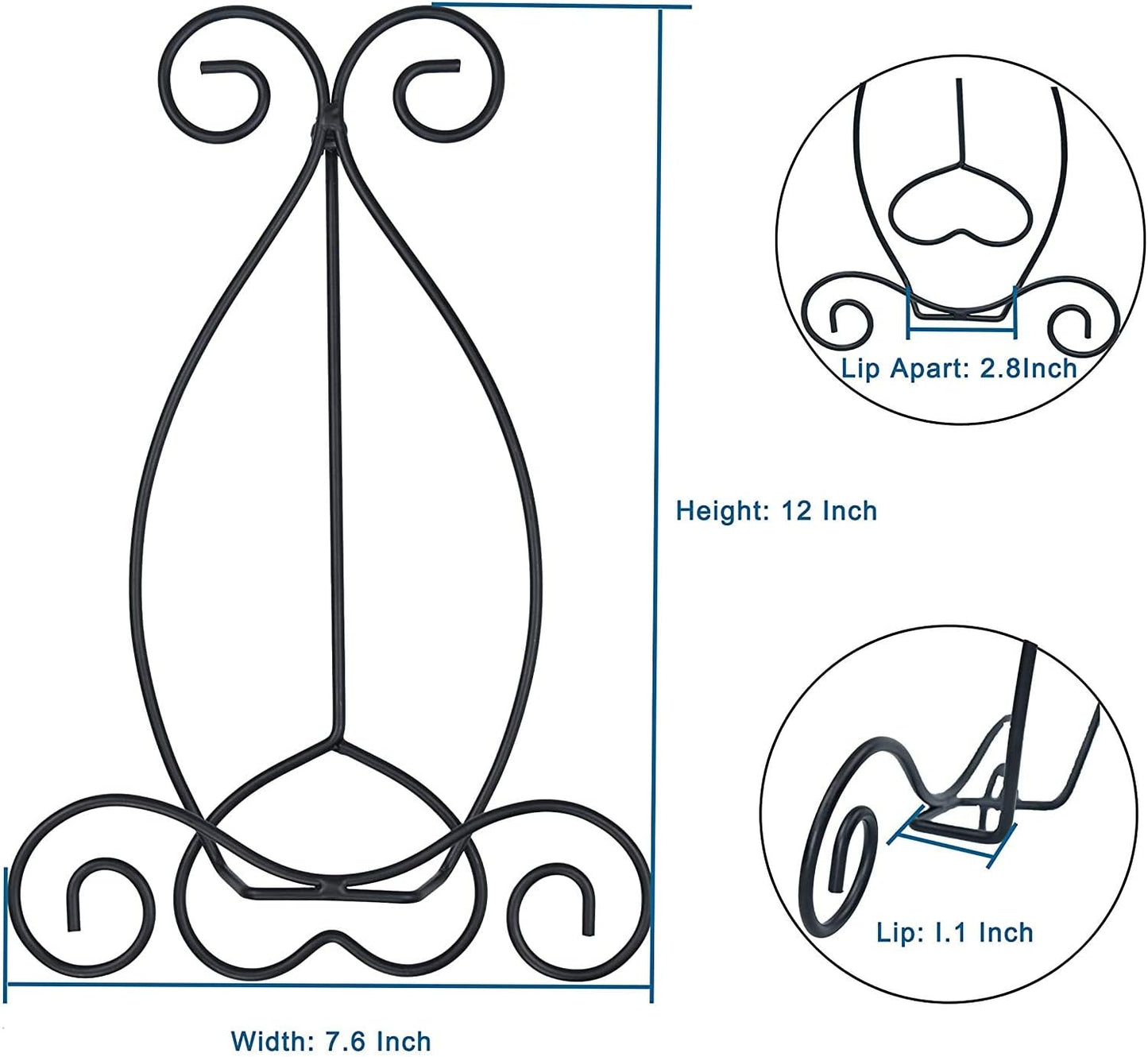 Iron Plate Stand for Display, 12 Inch Display Stand with Adjustable Black Tripod, Plate Holder Display Stand for Picture Easel, Frames, Album, Photo