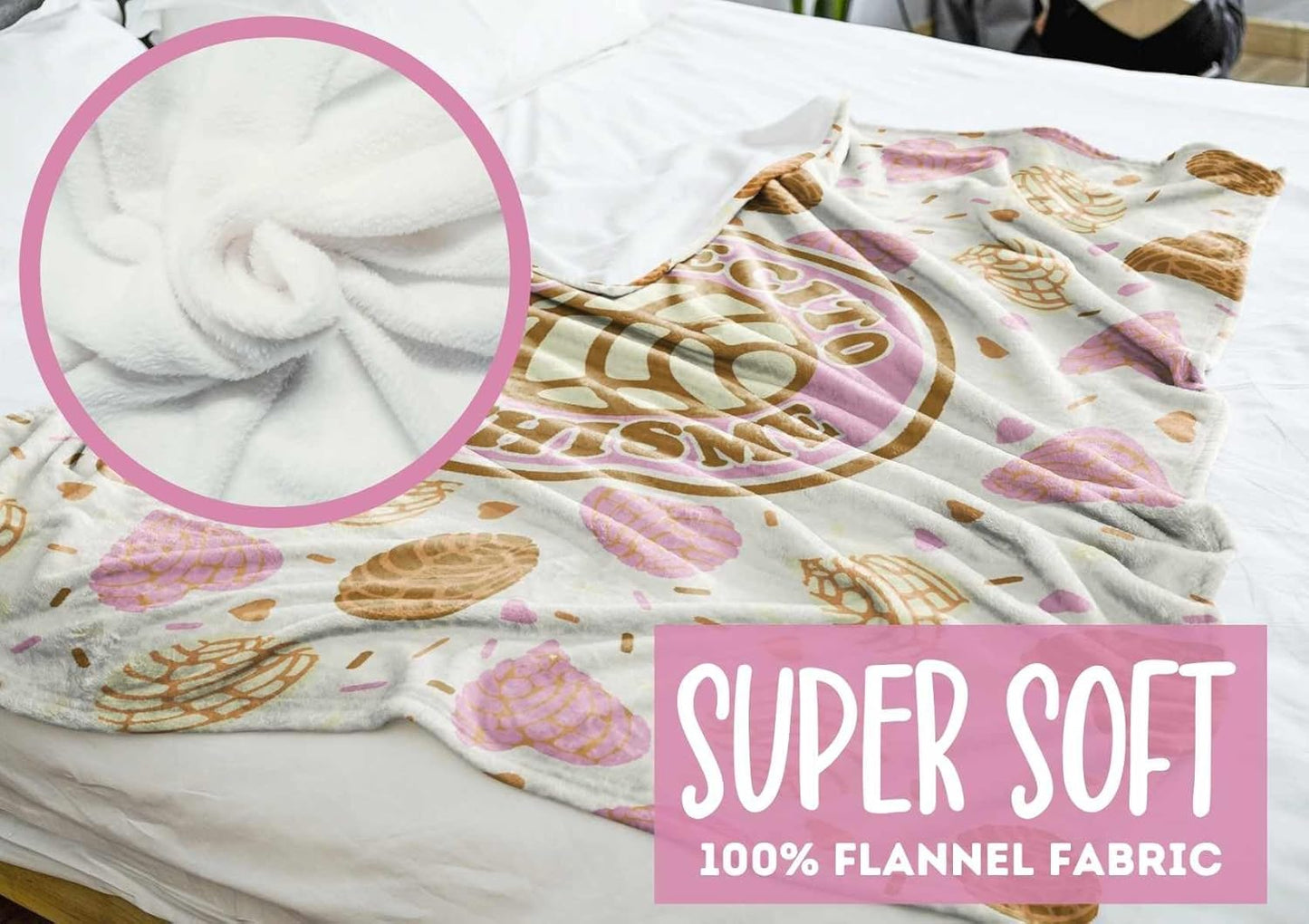 InnoBeta Concha Throw Blanket, Mexican Concha Gifts for Women and Concha Lovers, Tortilla Blanket, 50" x 65", Cafecito Y Chisme