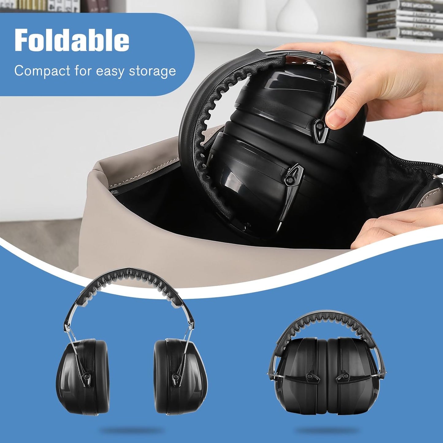 ProCase NRR 32dB Noise Reduction Ear Muffs, Safety Hearing Protection for Shooting Gun Range, Construction, Mowing, Autism Sensory Earmuffs for Adults & Kids – Black