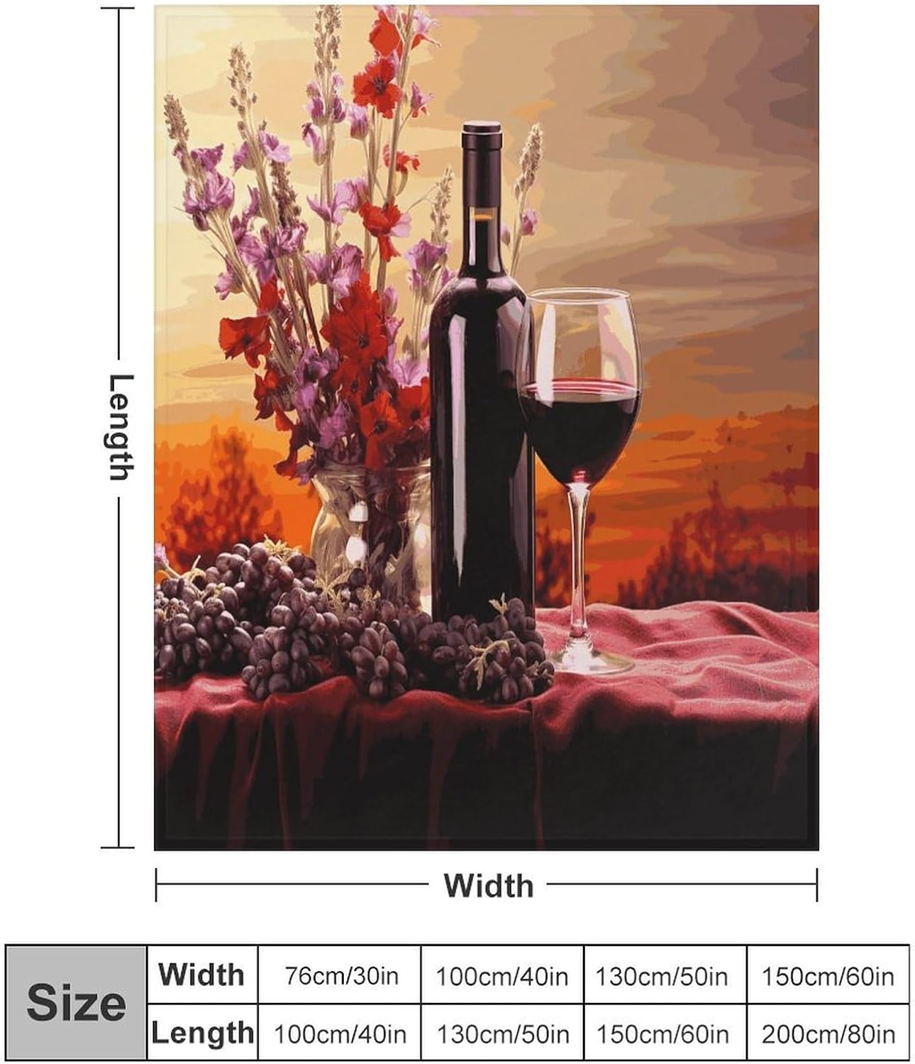 Red Wine Flower Blanket Super Soft Lightweight Throw Blanket Cute Cozy Warm Bed Blanket Decorative Fuzzy Blanket All-Season Home Decor Gift for Sofa Couch Living Room 40"*50" （100 * 130cm）