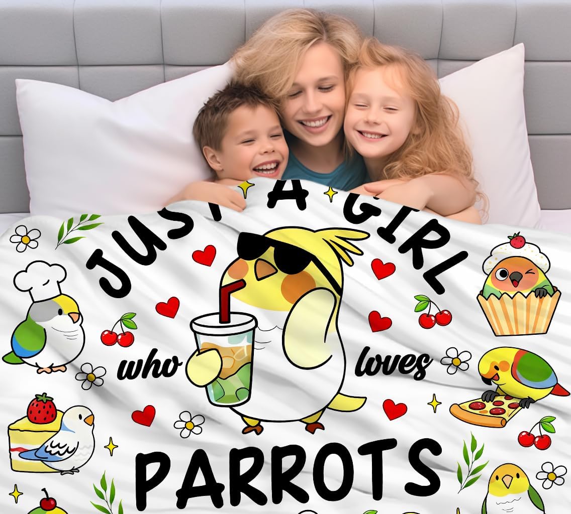 Cute Animal Bird Parrot Blanket Soft Lightweight Parrot Stuff Throw Blanket for Living Room Home Decor Birds Gifts for Girls Women Lover Kids Adult 50"X40"