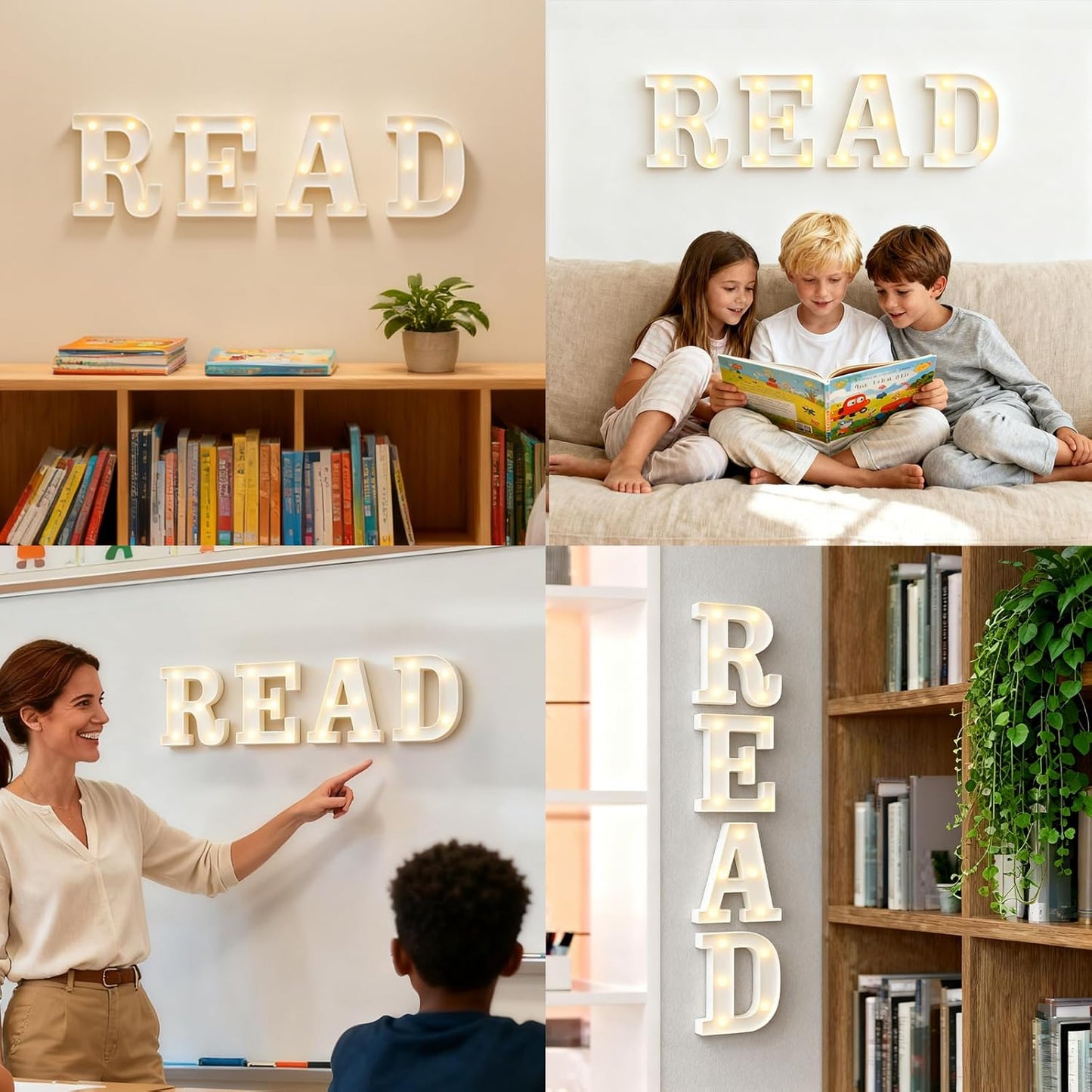 Reading Corner Decor For Classroom Read Sign Letters For Wall Decor Library Decor Classroom Wall Decor Light Up Letters 4PCS