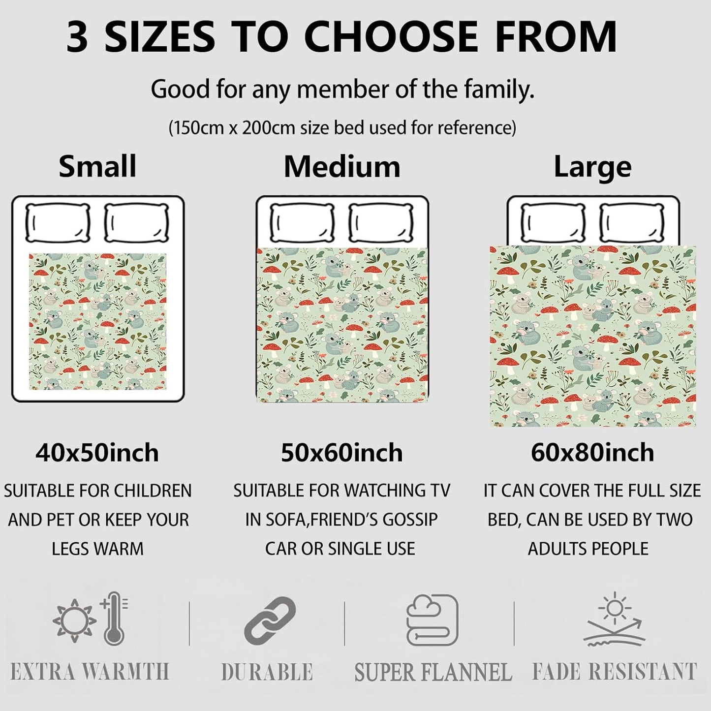 Koala Throw Blanket Gifts for Women, Soft Fuzzy Warm Cozy Flannel Blankets for Bedroom, Travel, Couch, Home Decor 50x60 in