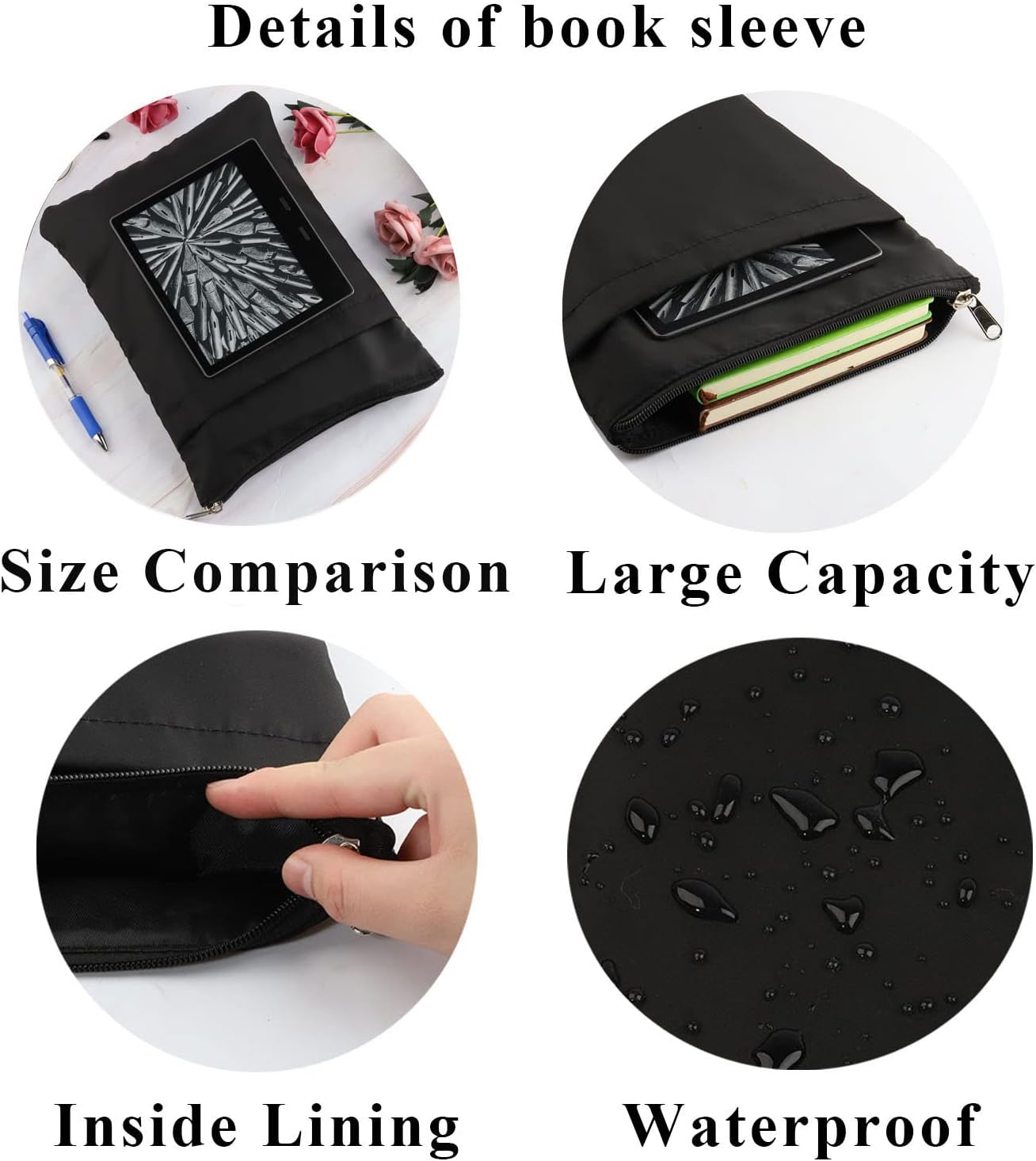 PLITI Bookworm Book Sleeve Book Lover Book Bag Book Club Gift Literary Book Theme Book Protector Bookish Gift (Enough Bookshelves BSBL)