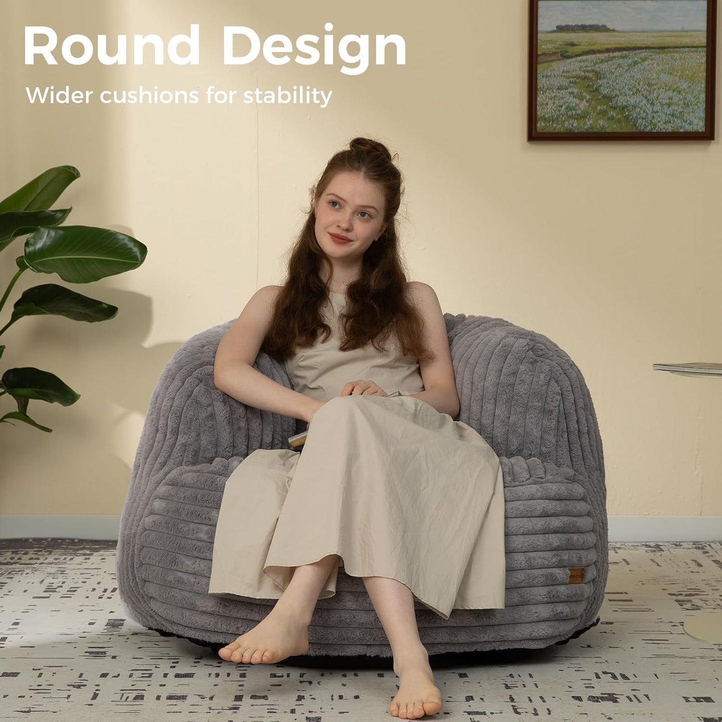 Bean Bag Chair for Adults and Teens, Comfy Cozy Bean Bag Chairs,Beanbag Chair for Dorm Lazy Couch Sofa Chair Living Room Gaming,Reading