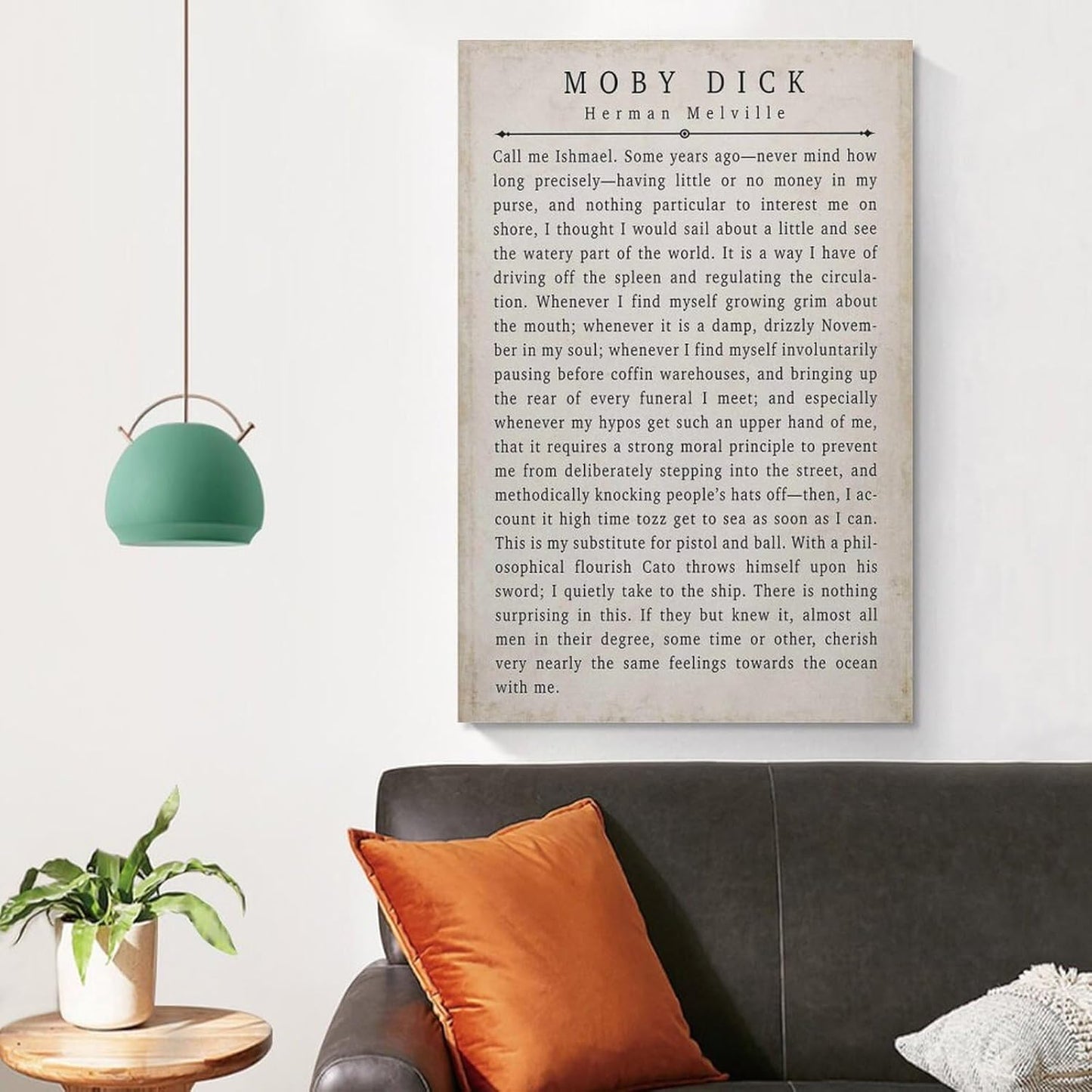 Moby Dick Quote Print Herman Melville Book Art Vintage Page Wall Art Literary Print for Home Or Office Unframed And Framed Classic Literature Decor for Book Lovers 12x18inch(30x45cm)