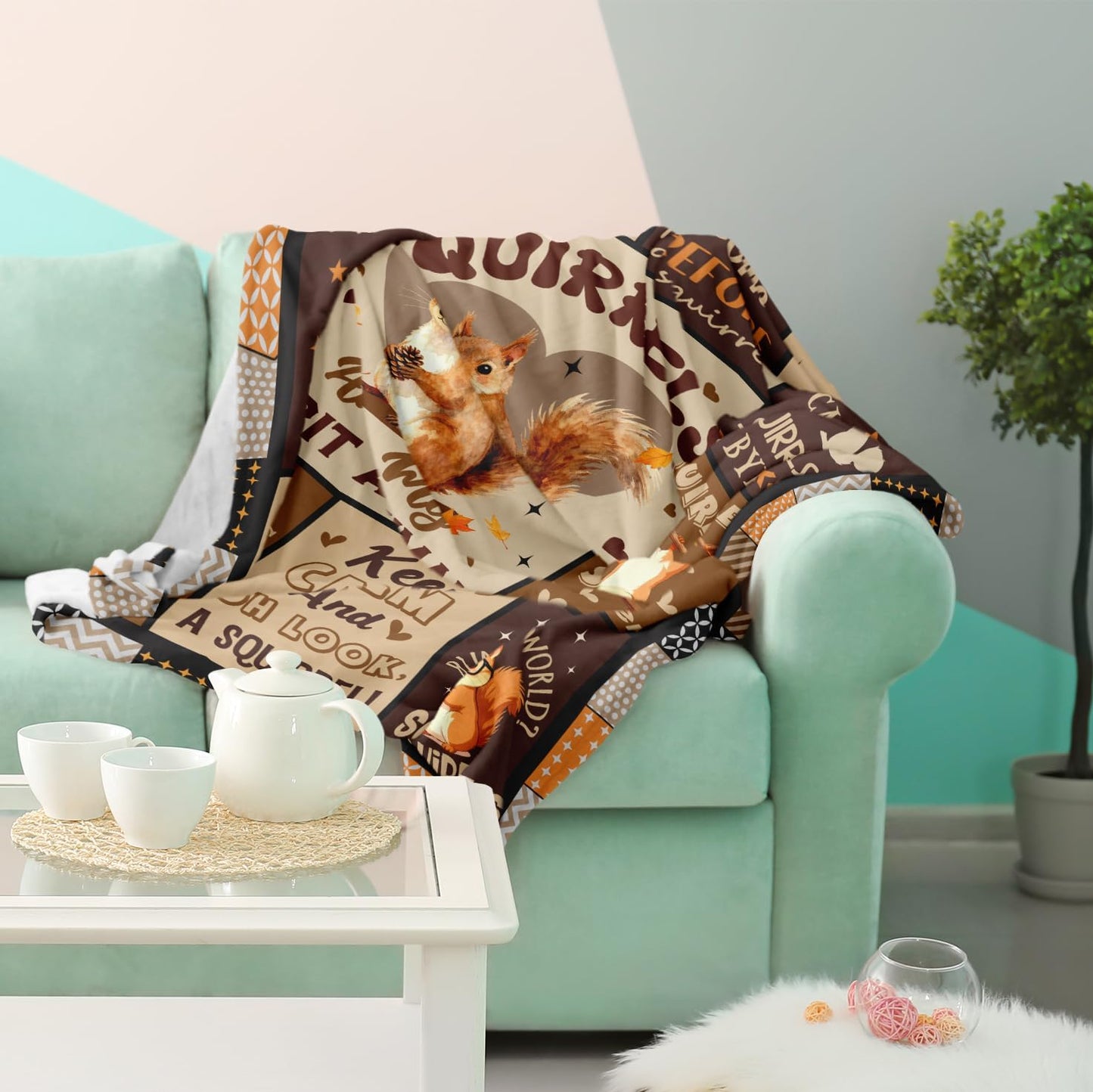 Squirrel Gifts Blanket 50" X 60", Squirrel Lover Gifts for Women/Men, Funny Squirrel Accessories Stuff for Boys/Girls
