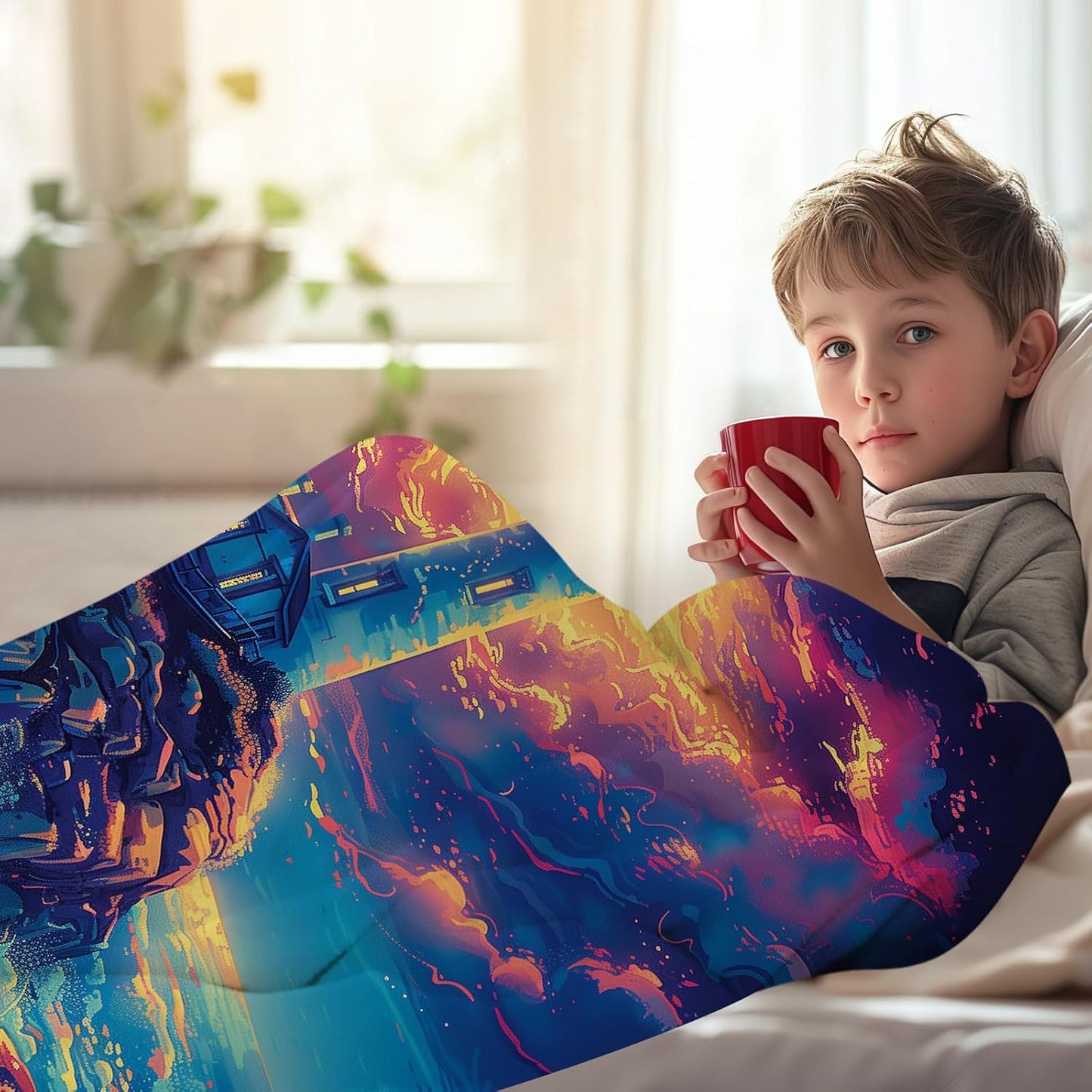 Magic Lighthouse Blanket, Colorful Seaside Landscape Throws, Soft Fleece Flannel for Bed & Sofa, 50"x40"