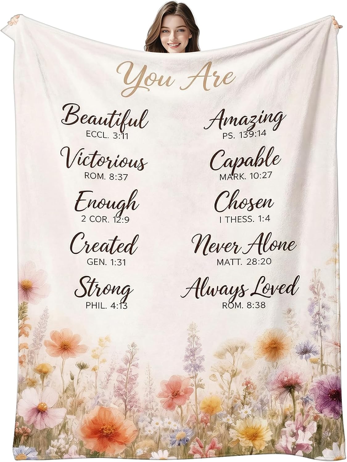 Christian Gifts for Women, Mom Religious Inspirational Confirmation Faith Gift for Friend, Birthday Valentines Mothers Day Easter Christmas Throw Blanket for Wife 60’’x50’’, Pink