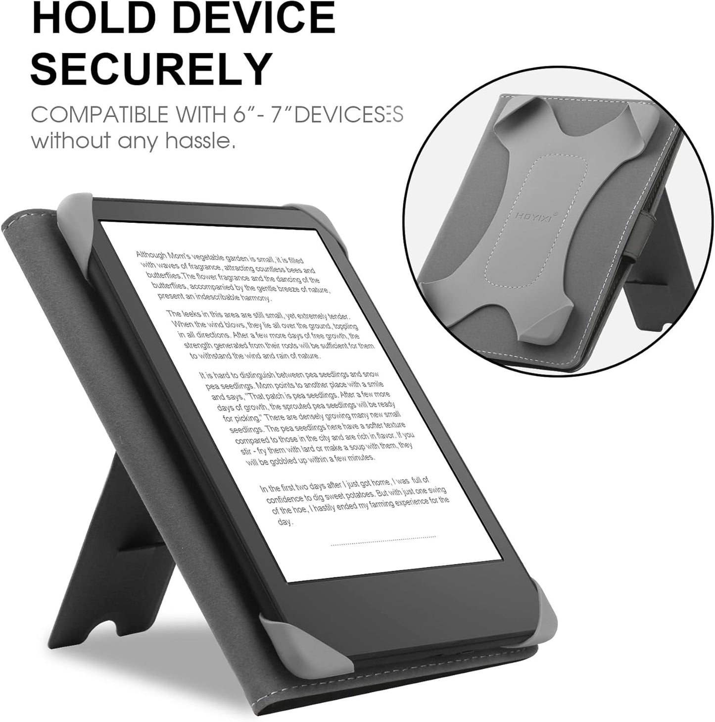 Universal Case for 6.8",7" eReader,Compatible with Kindle/Kobo Clara HD/Kobo Clara 2E/Paperwhite/Pocketbook/Tolino eReader,Leather Stand Cover for 6"-7'' E-Book Reader,Black