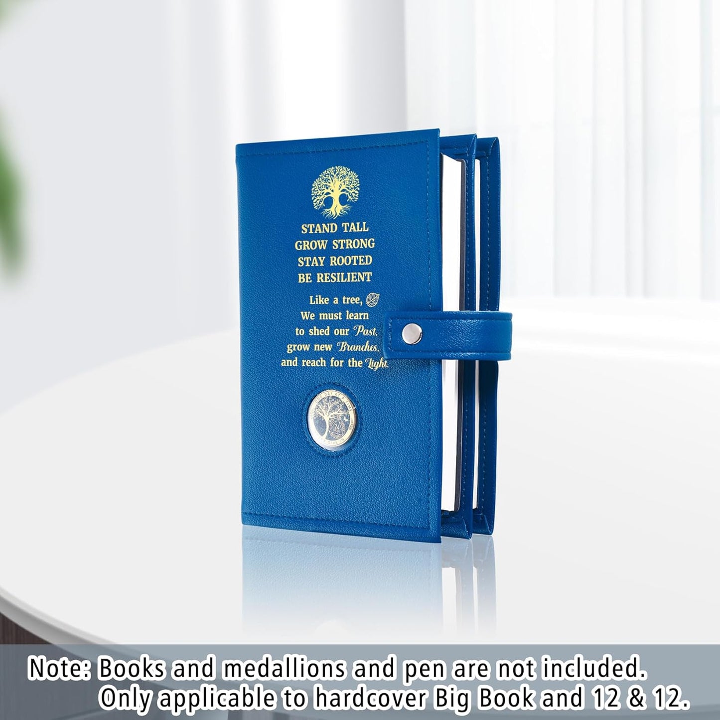 LParkin Double AA Big Book Cover with Coin Holder, PU Leather AA Book Covers for Hardcover, Fits Big Book and 12 Steps & 12 Traditions, Premium Design Like a Tree Cover