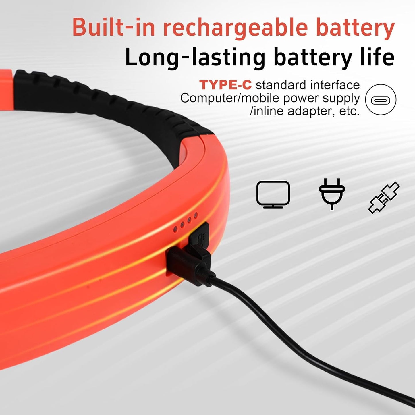 Neck Reading Light Orange LED Brightness Rechargeable 10-80Hrs Bendable Book Lamp for Reading in Bed Knitting Camping Repairing Reading Lovers Gifts