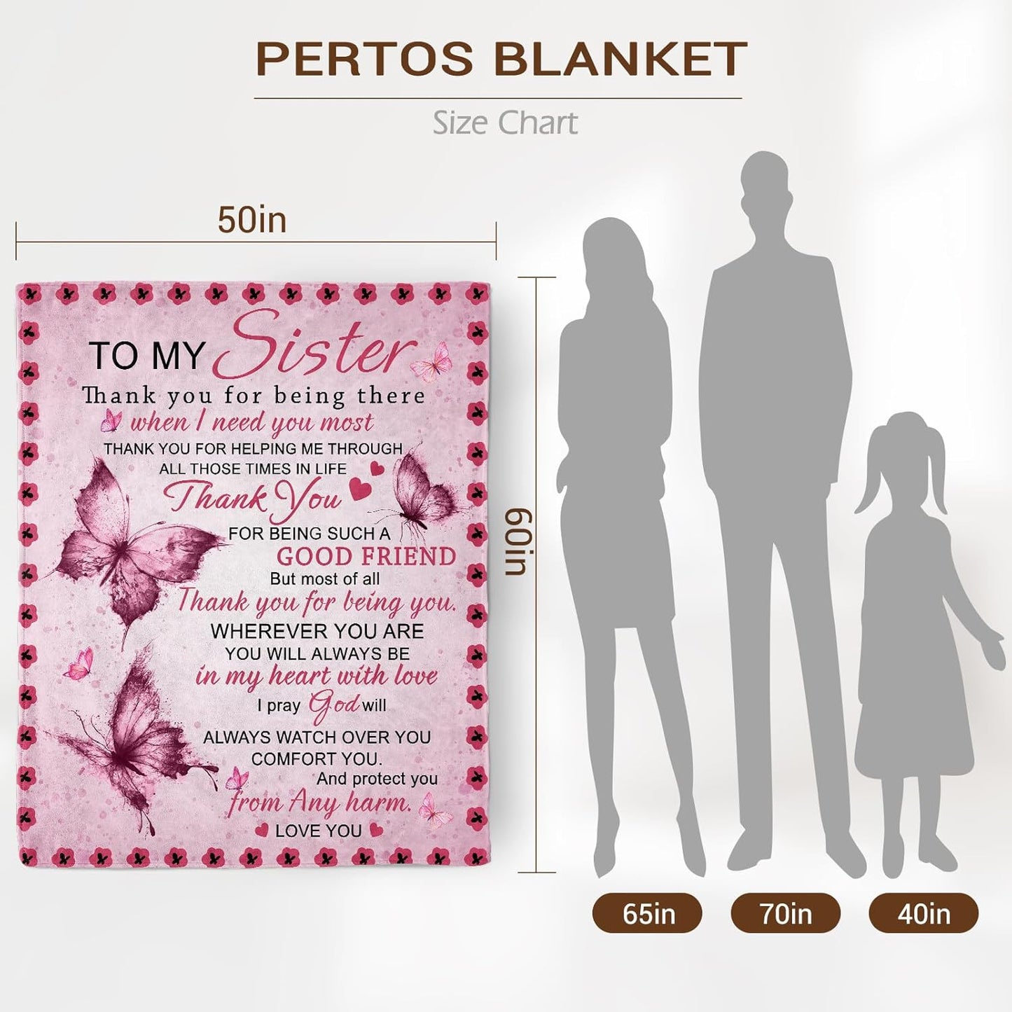 Gifts for Sister, Sisters Gifts from Sister, Christmas Valentines Mothers Day Graduation Birthday Gifts for Sisters Girls, to My Sister Throw Blanket 60" X 50"