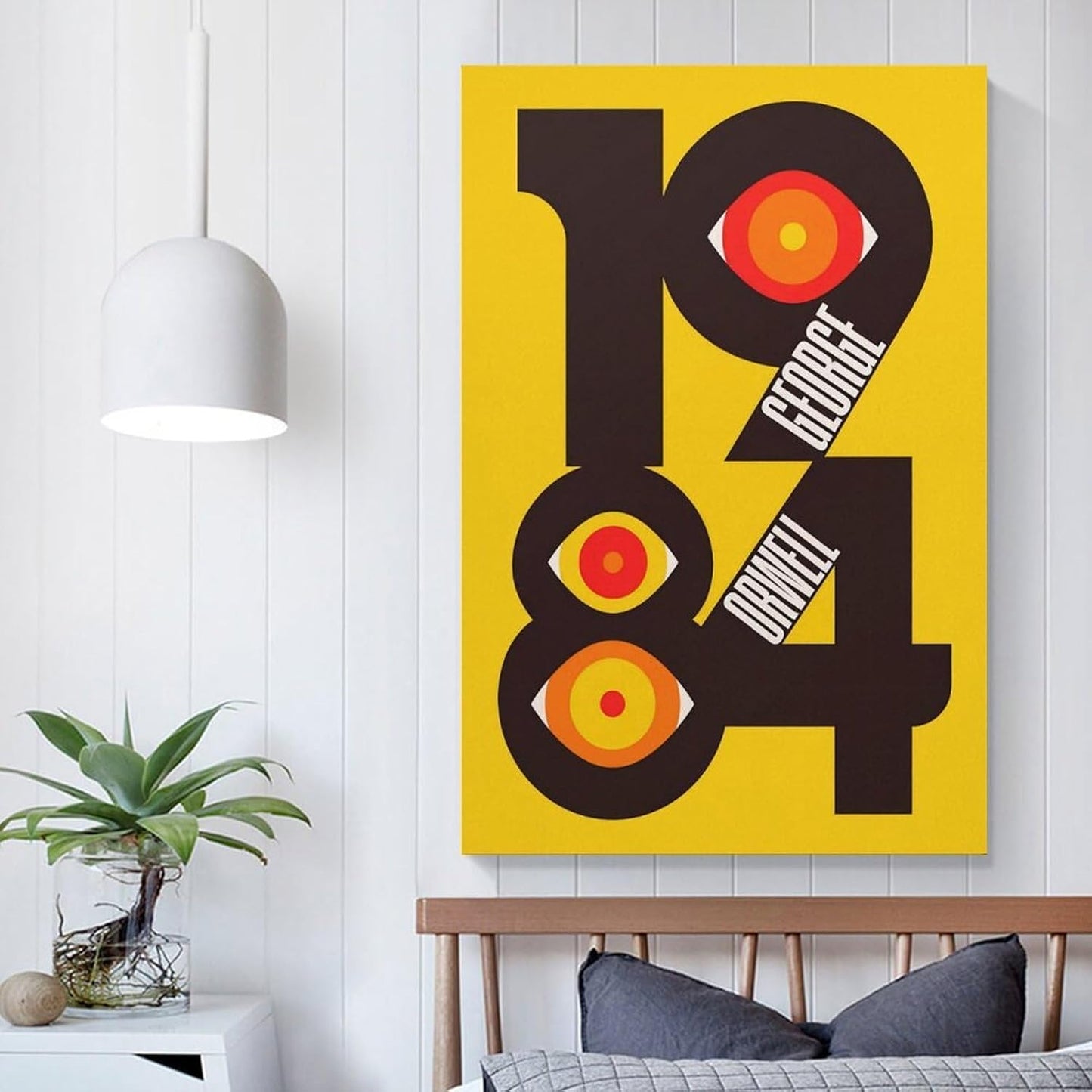 1984 George Orwell Nineteen Eighty Four Graphic Book Cover Canvas Printing Wall Art Scandinavian Style Prints Vintage Posters Design Wall Decor for Living Room Bedroom Reading Nook 12x18inch(30x45cm)