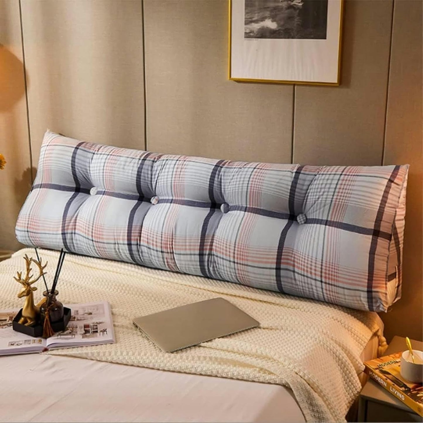 Wedge Large Adult Backrest Lounge Cushion, Perfect Back Support Cushion Reading Pillow Bed with Pockets Bed Rest Pillows(C,120cm)