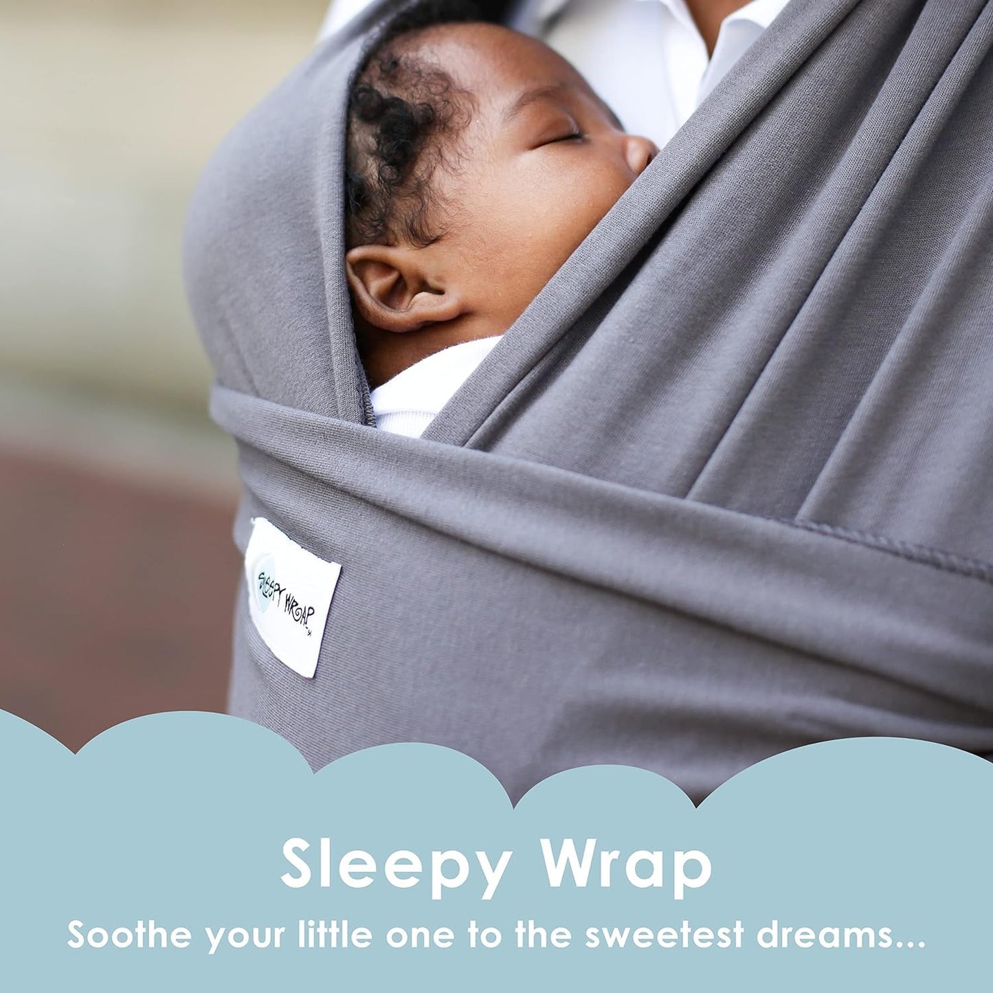 Sleepy Wrap Stretchy Ergonomic Baby Carrier Sling for Newborns to Toddlers - Hands-Free Lightweight Baby Wrap 7-35 lbs (Dark Gray)
