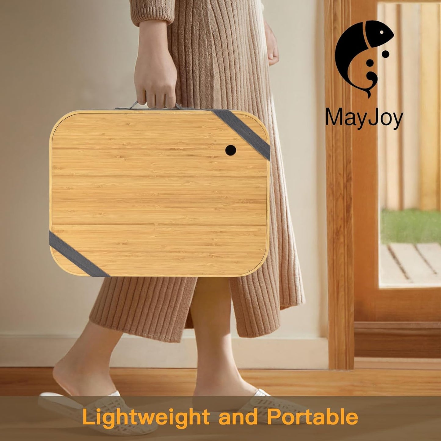 Mayjoy Bamboo Lap Desk with Storage, Cover Removable Lap Desk for Lap, Computer Laptop Stand on Lap, Work on Bed or Couch, Write or Draw on Your Lap (Grey)