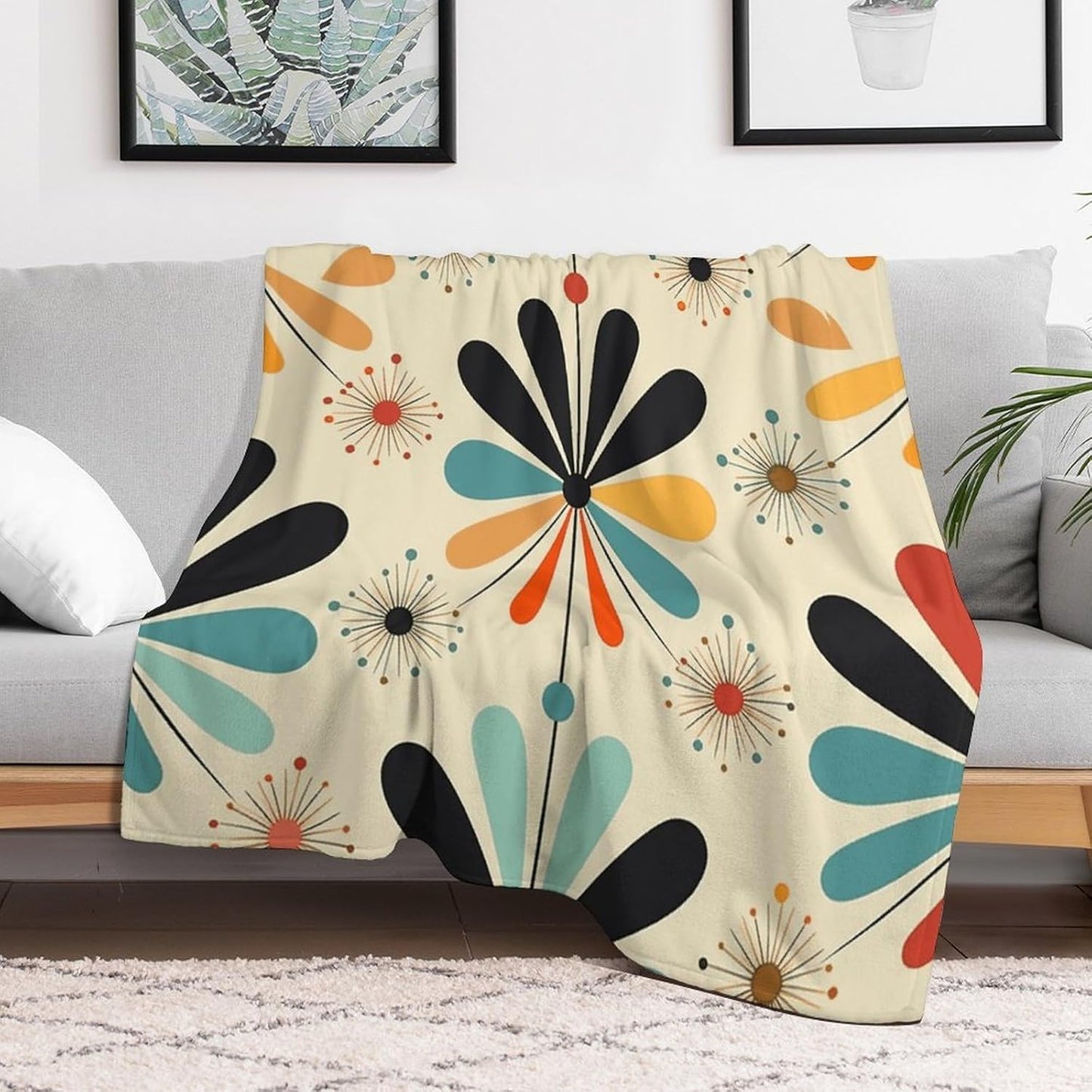 Retro Modern Blanket Super Soft Lightweight Throw Blanket Cute Cozy Warm Bed Blanket Decorative Fuzzy Blanket All-Season Home Decor Gift for Sofa Couch Living Room 40"*50" （100 * 130cm）
