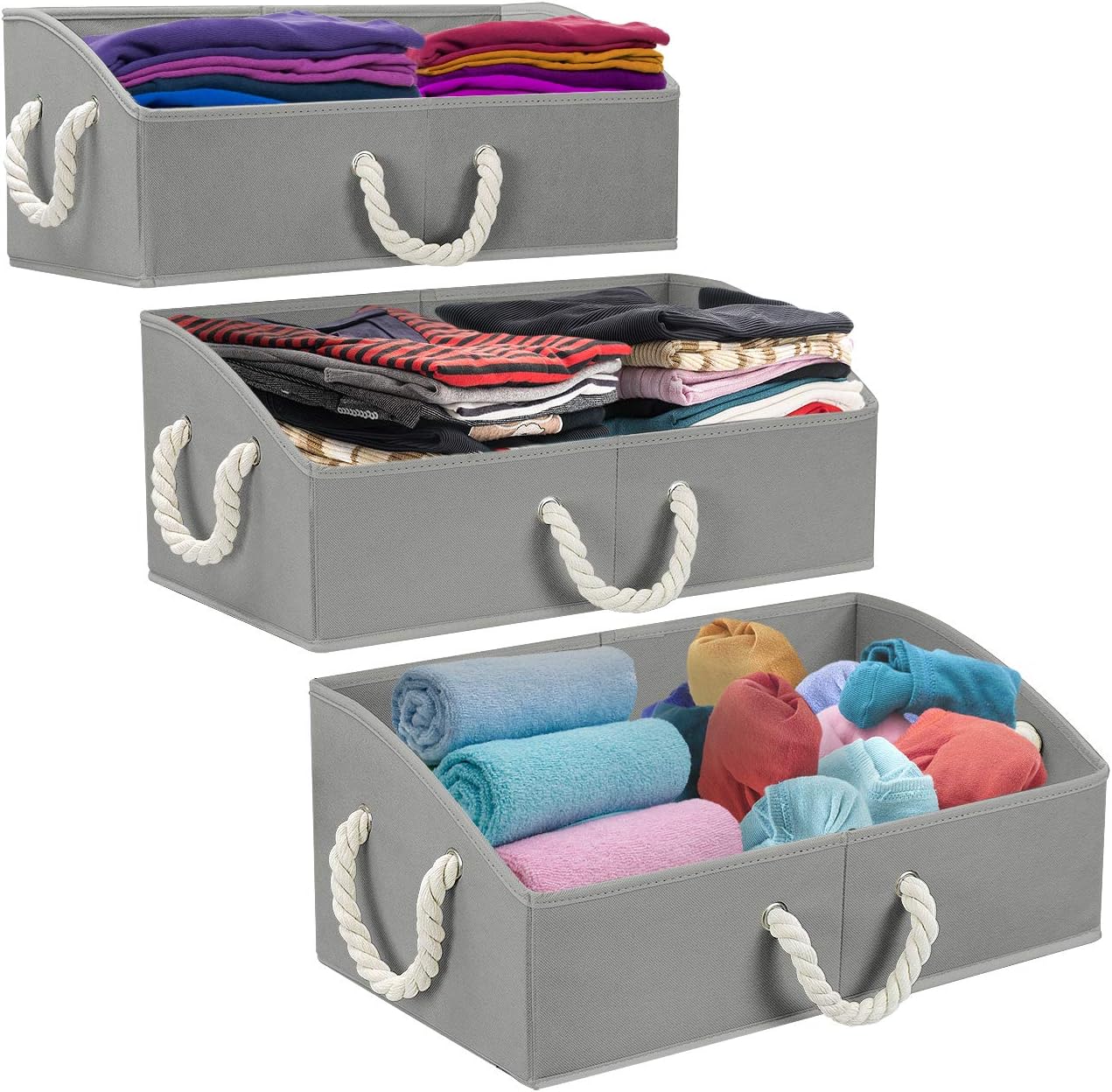 Sorbus Storage Bins [3-Pack] Fabric Storage Baskets, Foldable Closet Organizer Trapezoid Storage Box (Grey)