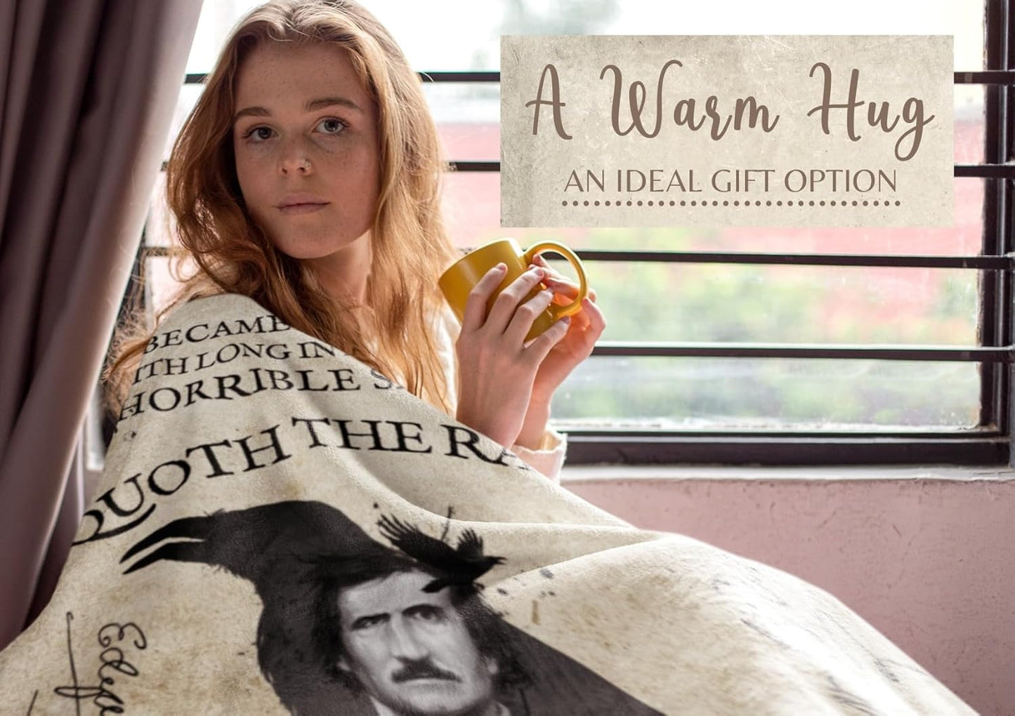 Edgar Allan Poe Gifts for Men, Women for Christmas, Birthday, Throw Blanket for Christmas, Birthday - 50" x 65"