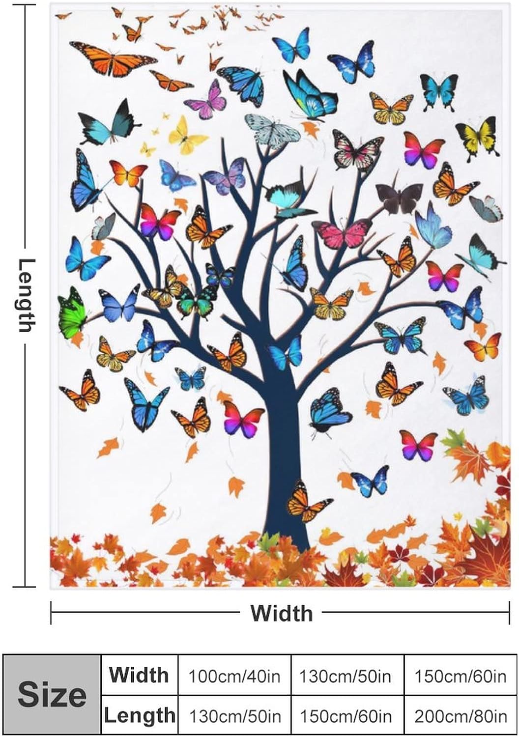 Butterfly Blanket Soft Lightweight Flannel Fleece Cartoon Throw Blankets Bedding for Bed Sofa Couch Chair Travel 50"X40"
